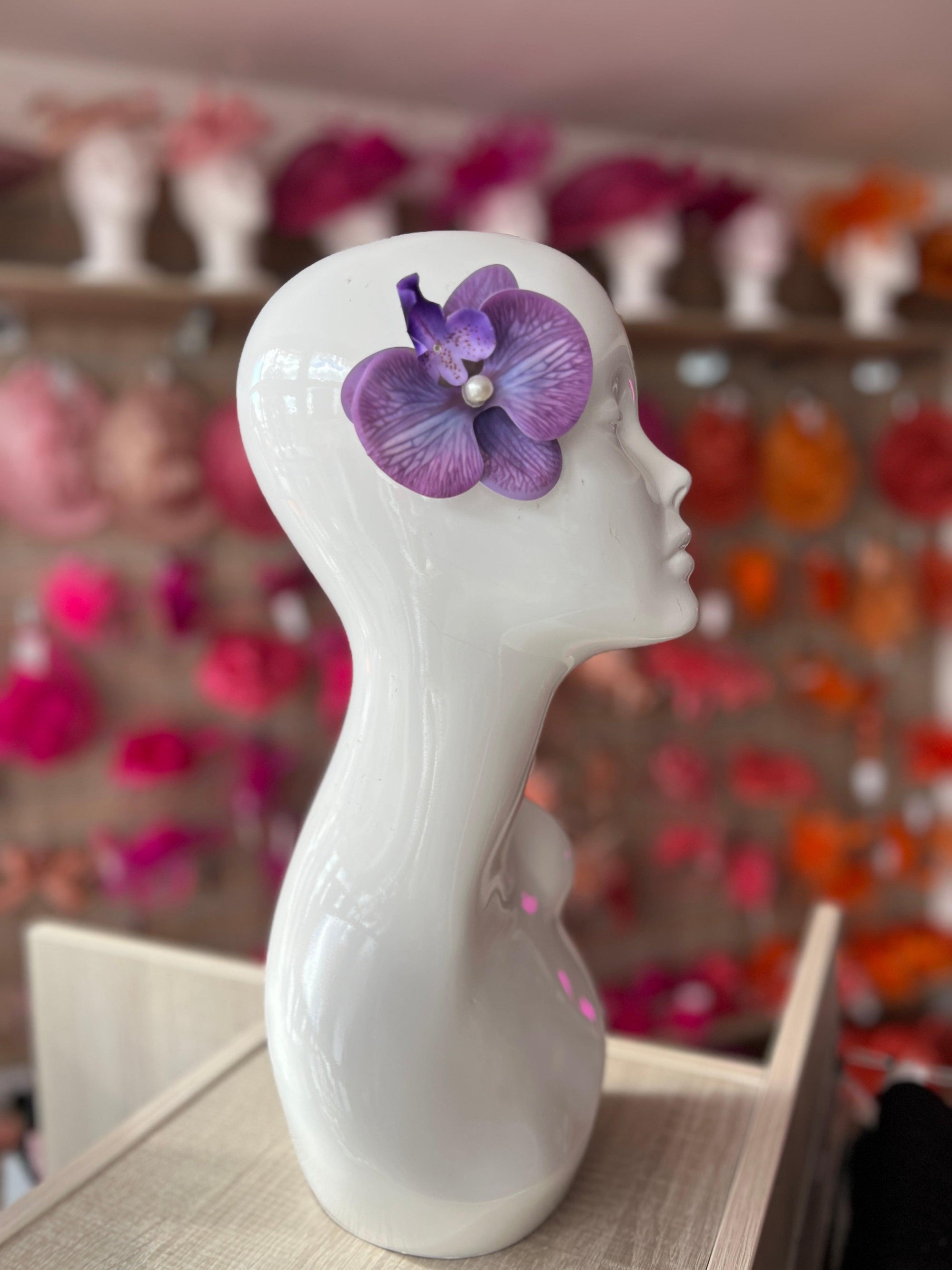 Purple Orchid Hair Clip-Fascinators Direct