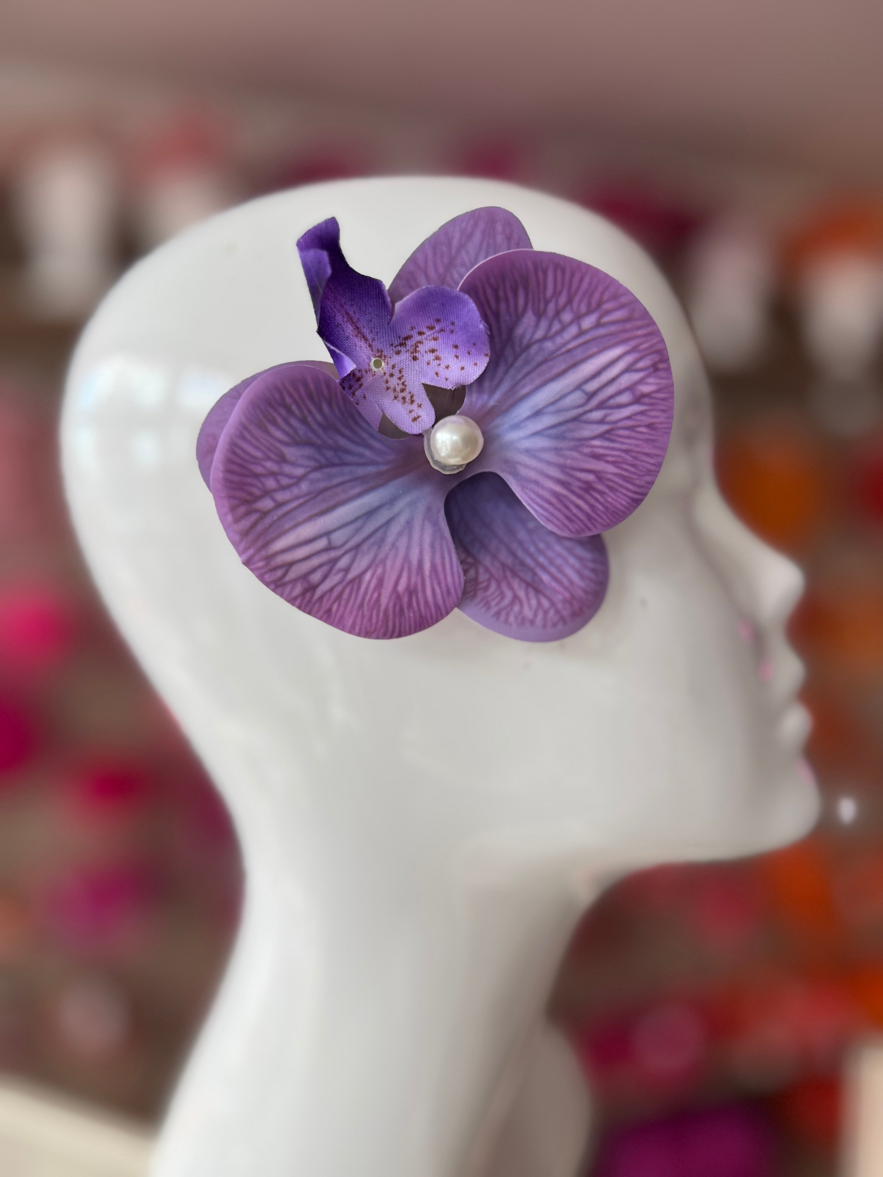 Purple Orchid Flower Fascinator Purple Fascinators - Purple Hair Fascinators & Purple  main image 4