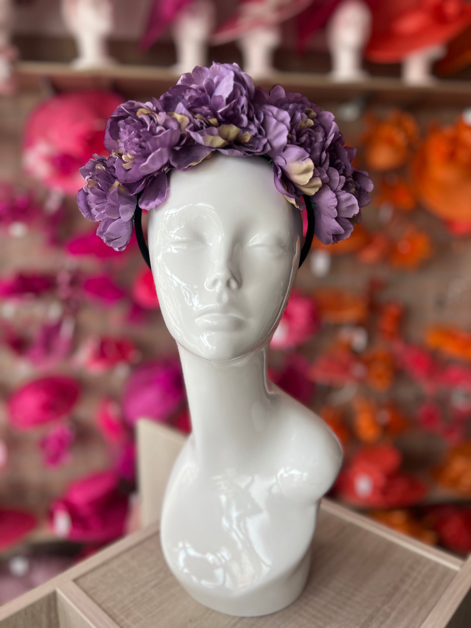 Purple Peony flower Crown Headband-Fascinators Direct