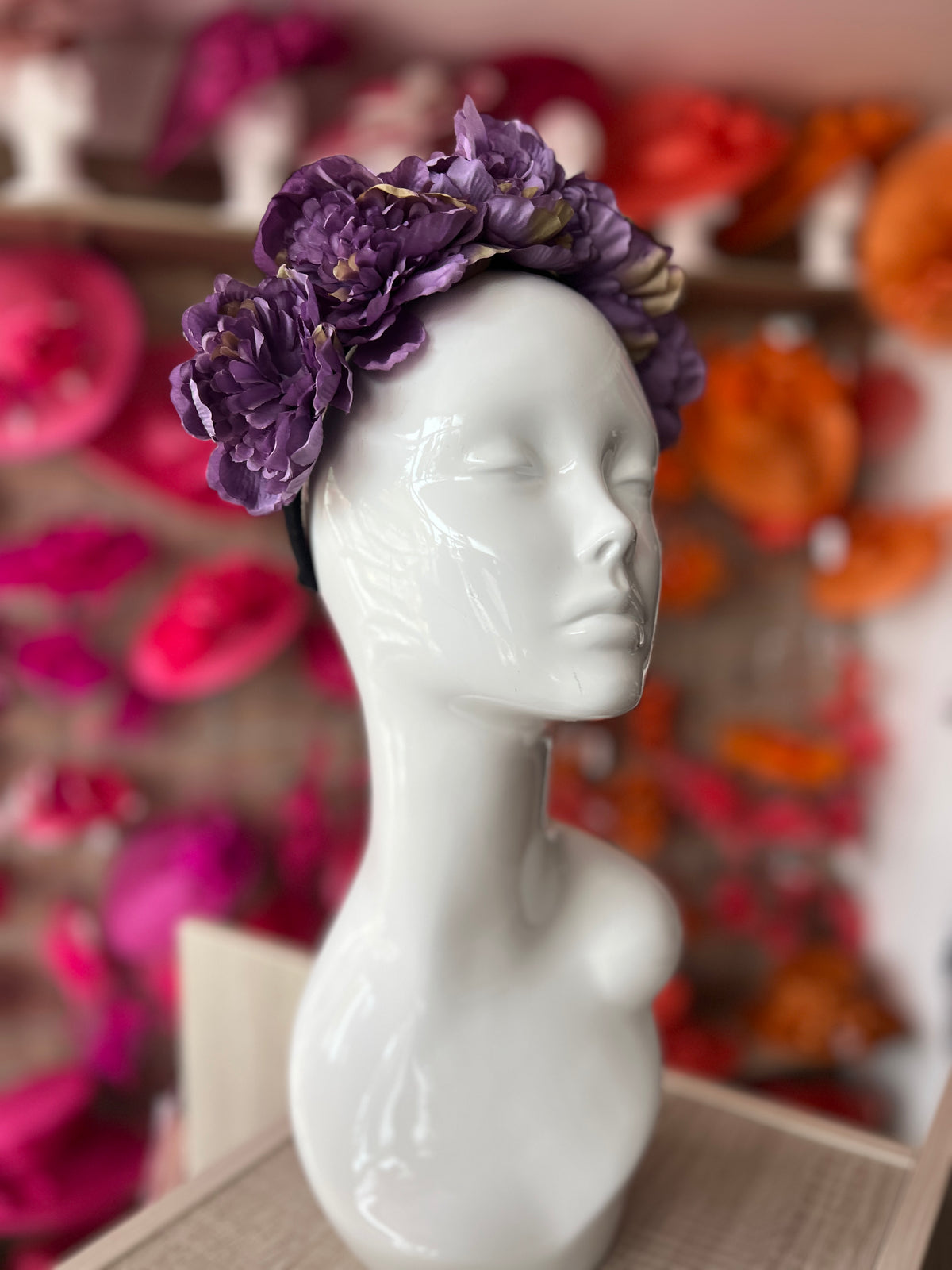 Purple Peony flower Crown Headband-Fascinators Direct