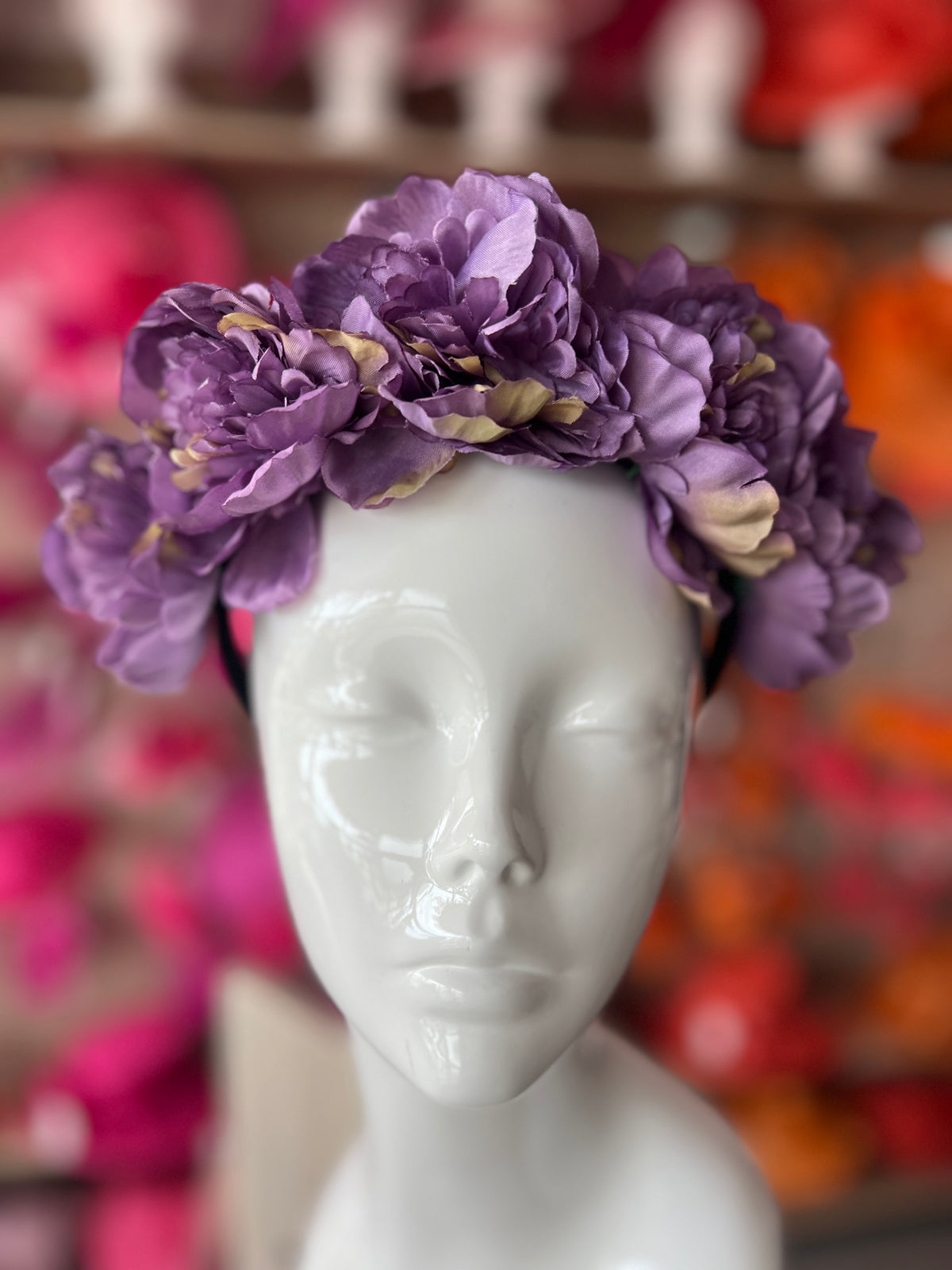 Purple Peony flower Crown Headband-Fascinators Direct