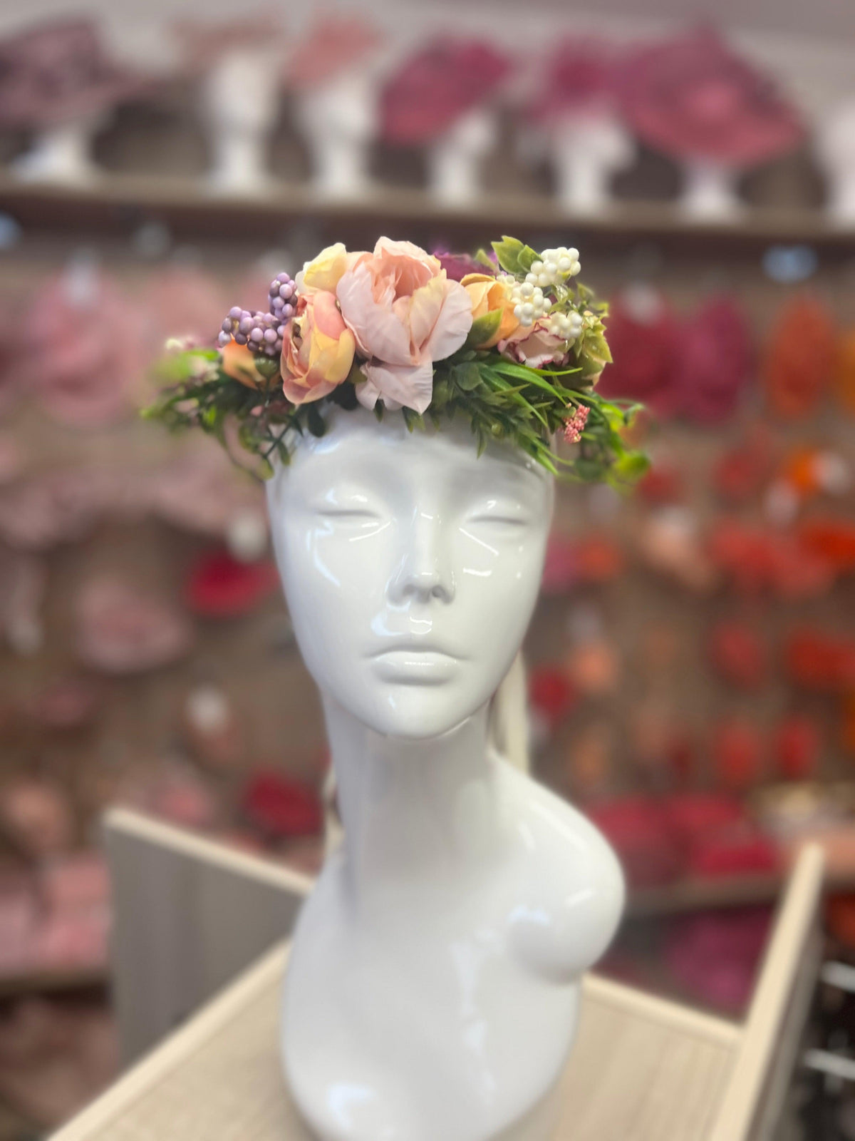 Purple &amp; Pink Vintage Peony Flower Crown Hair Garland-Fascinators Direct