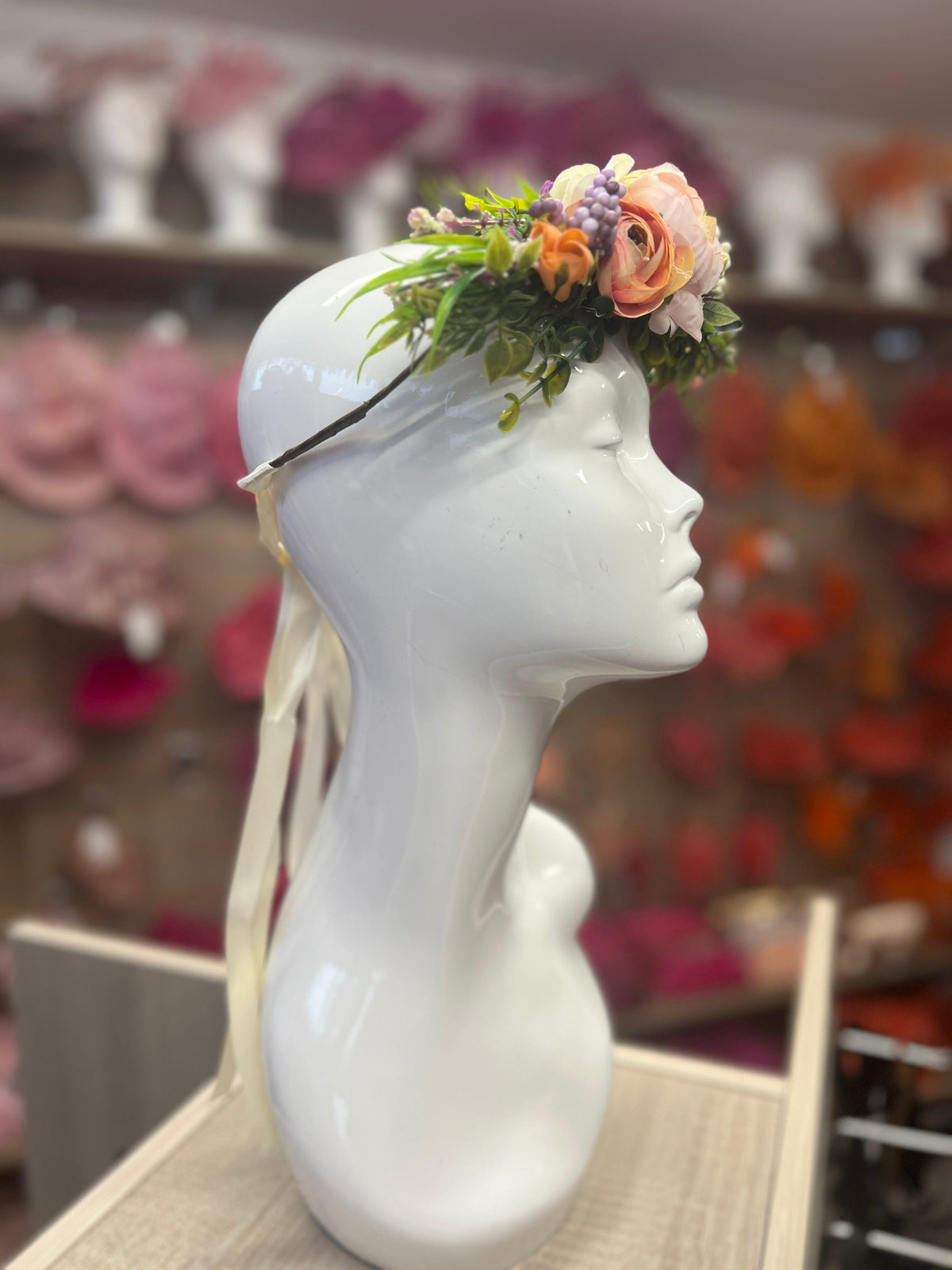 Purple &amp; Pink Vintage Peony Flower Crown Hair Garland-Fascinators Direct