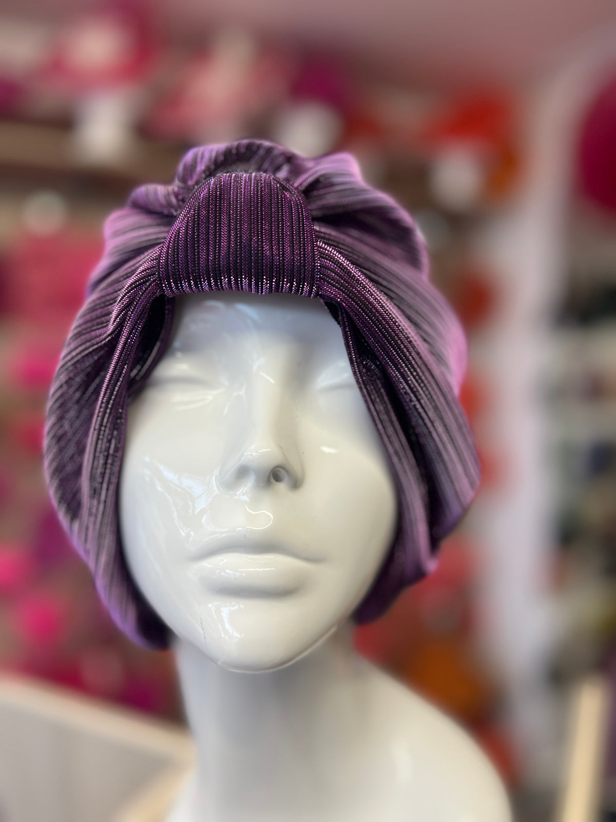 Purple Shimmer Turban-Fascinators Direct