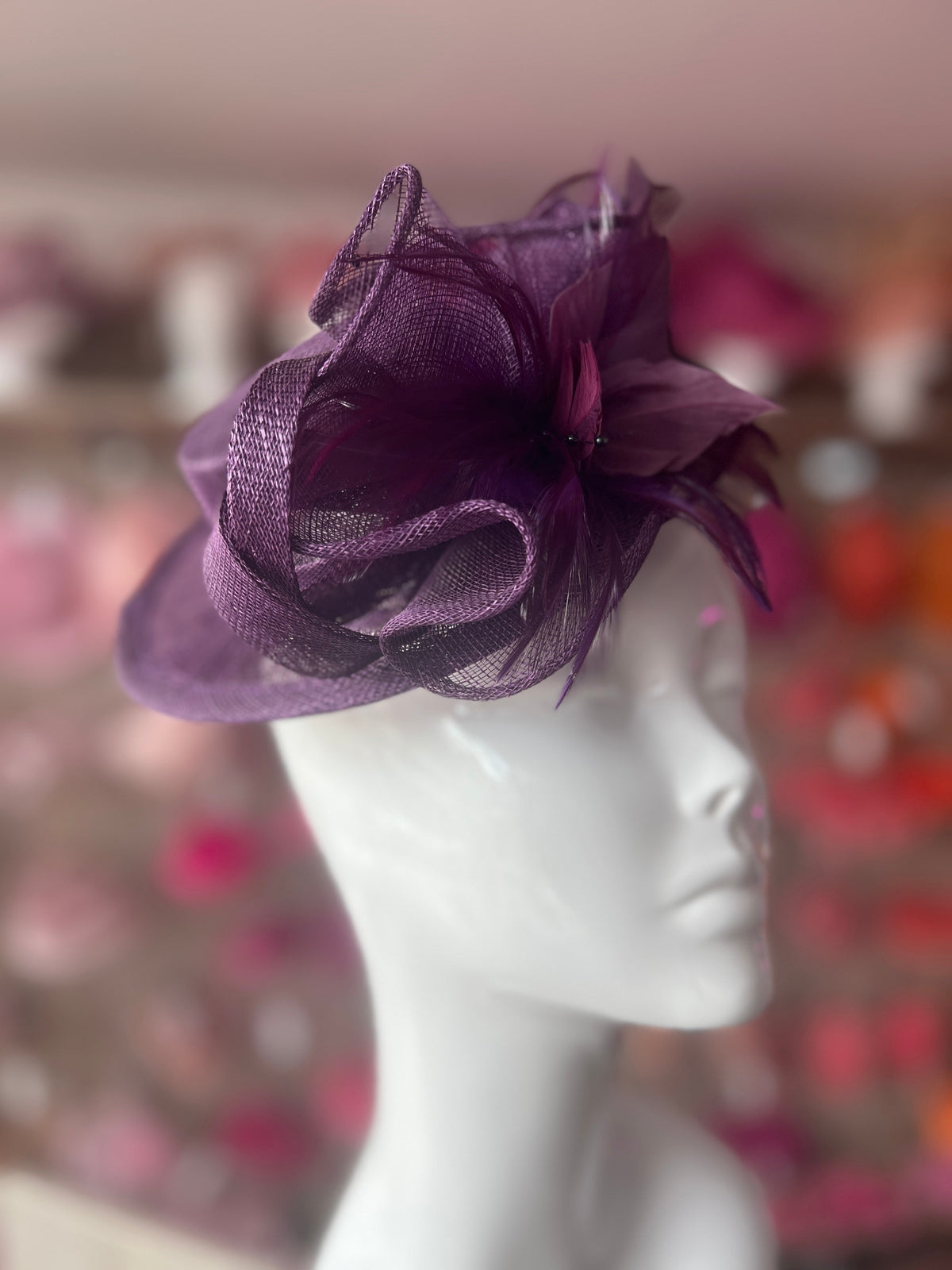 Purple Sinamay Mini Hat Fascinator-Fascinators Direct