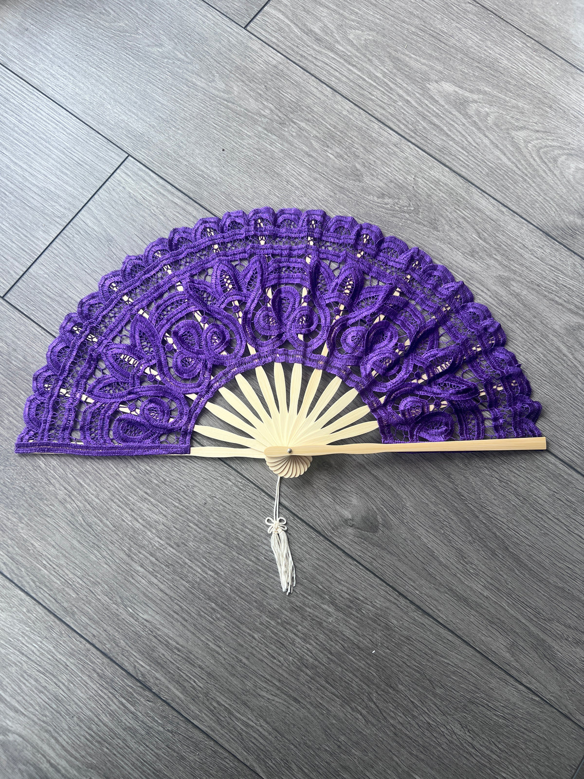 Purple Vintage Lace Handheld Foldable Fan-Fascinators Direct
