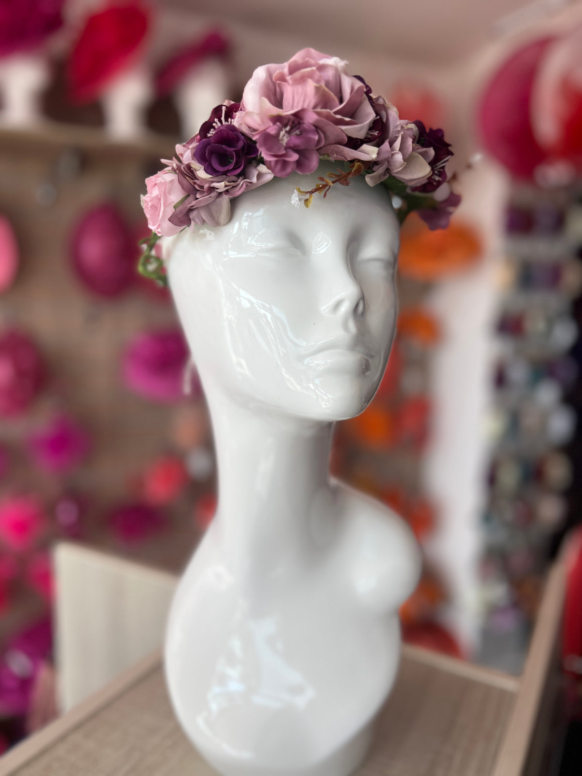 Purple Vintage Rose Flower Crown Hair Garland-Fascinators Direct