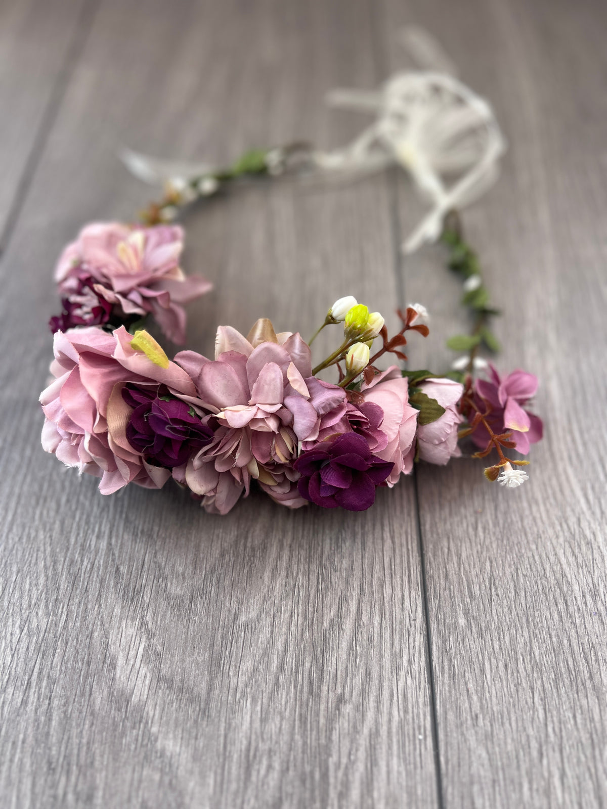 Purple Vintage Rose Flower Crown Hair Garland-Fascinators Direct