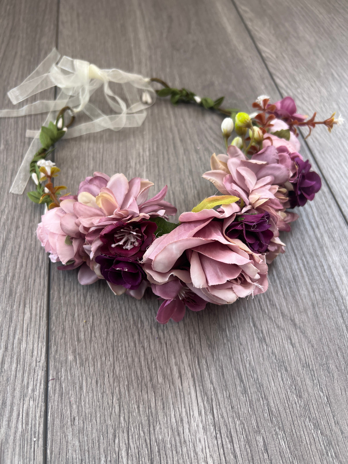 Purple Vintage Rose Flower Crown Hair Garland-Fascinators Direct