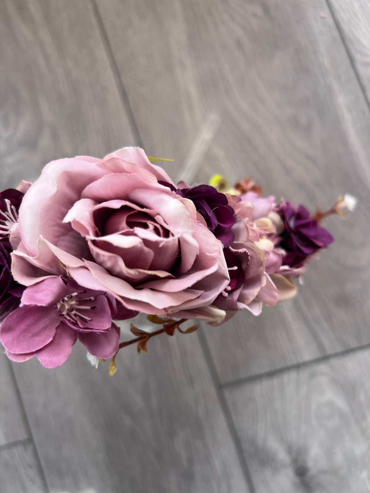 Purple Vintage Rose Flower Crown Hair Garland-Fascinators Direct