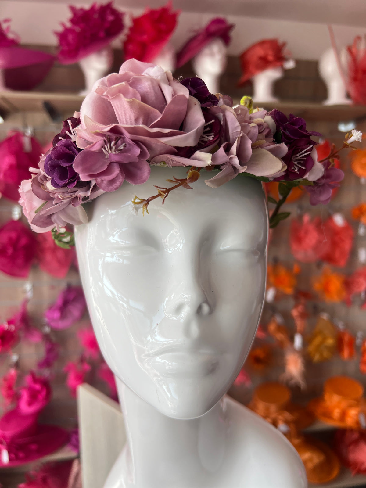 Purple Vintage Rose Flower Crown Hair Garland-Fascinators Direct