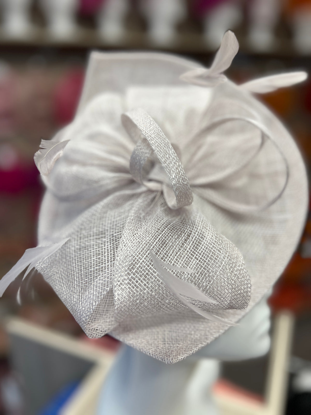 Quartz Disc Fascinator with Decorative Bow-Fascinators Direct