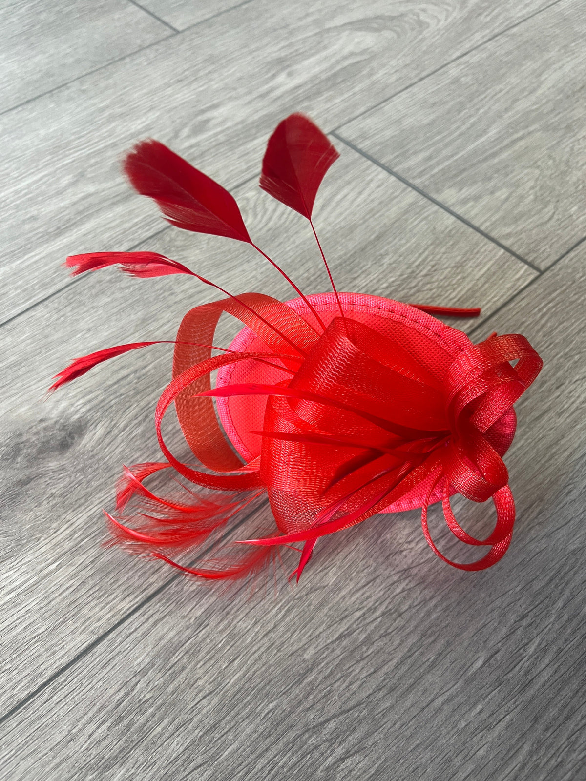 RED FASCINATOR HEADBAND WITH LOOPED CRIN &amp; FEATHERS-Fascinators Direct
