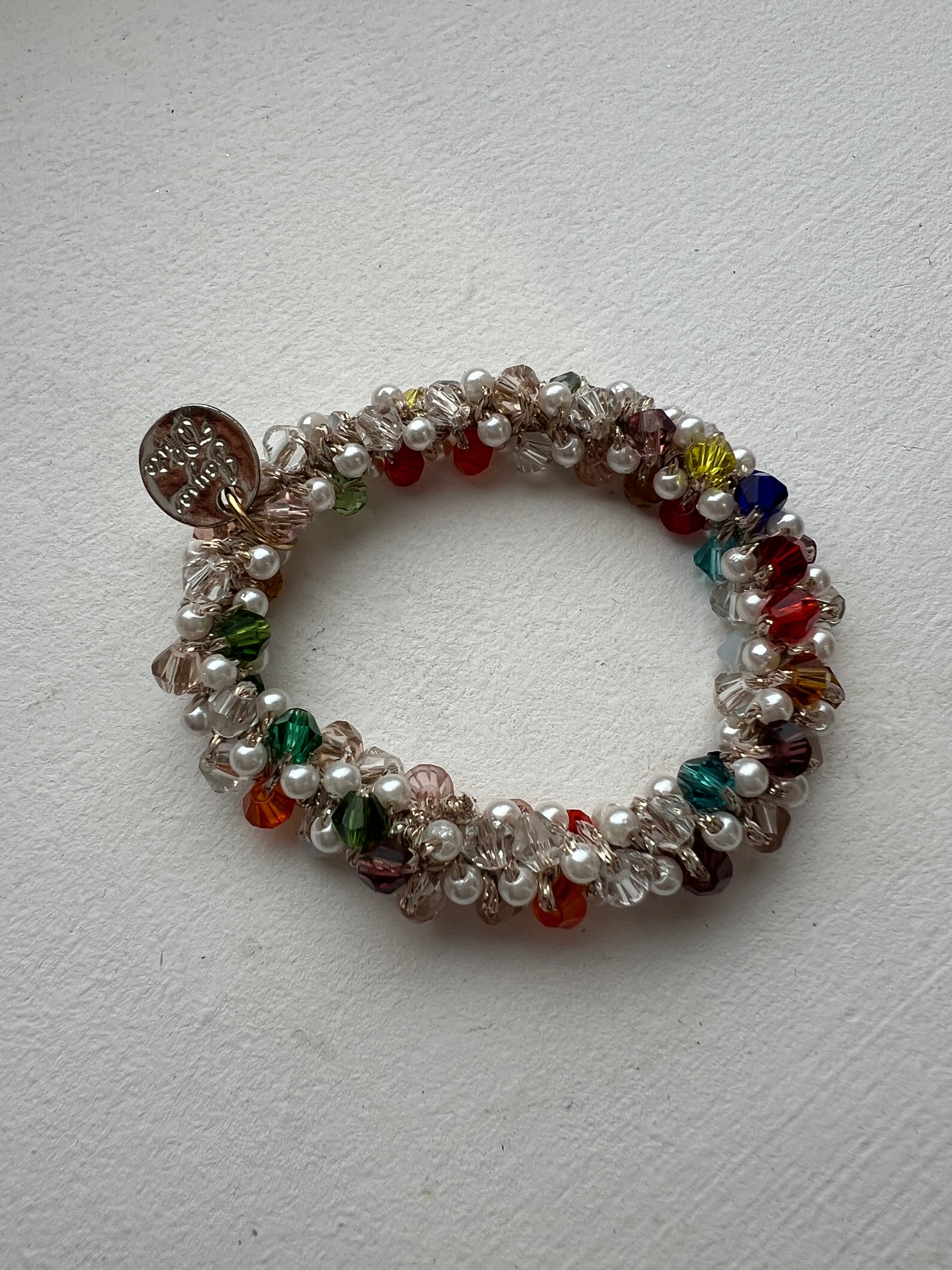 Rainbow Crystal Pearls Hair Tie-Fascinators Direct