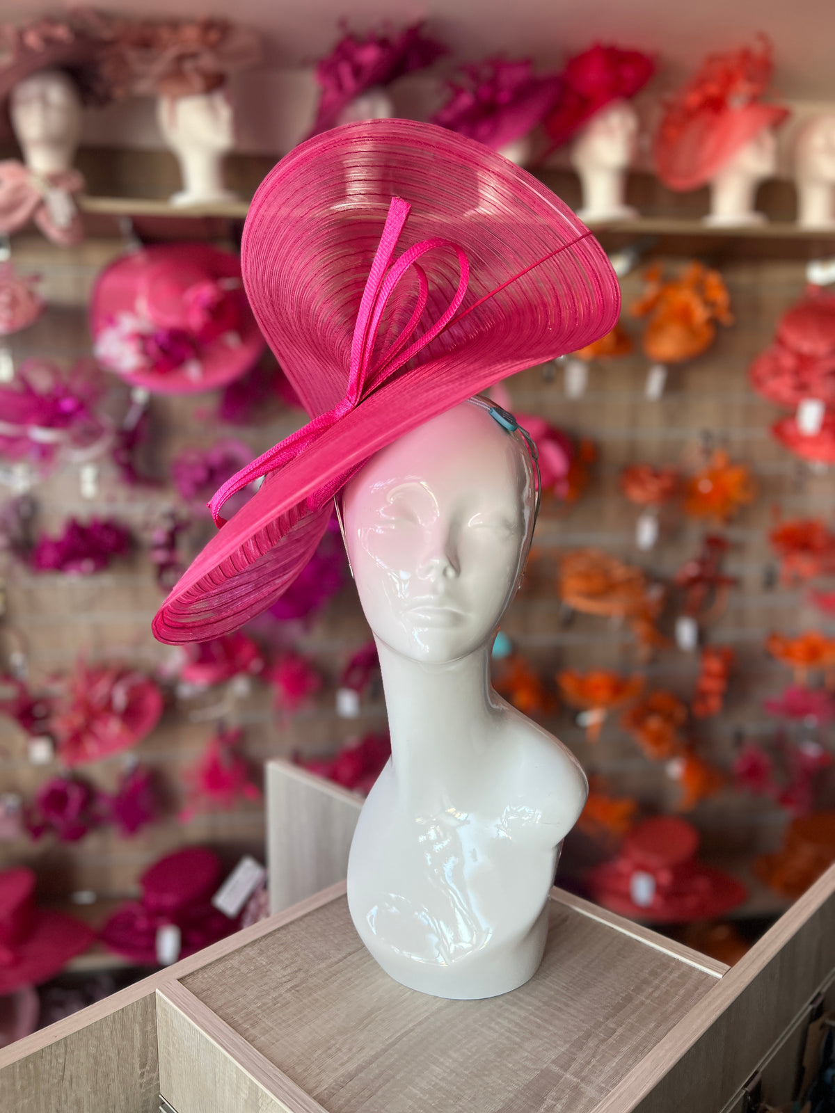 Raspberry Crinoline Hatinator with Bow-Fascinators Direct