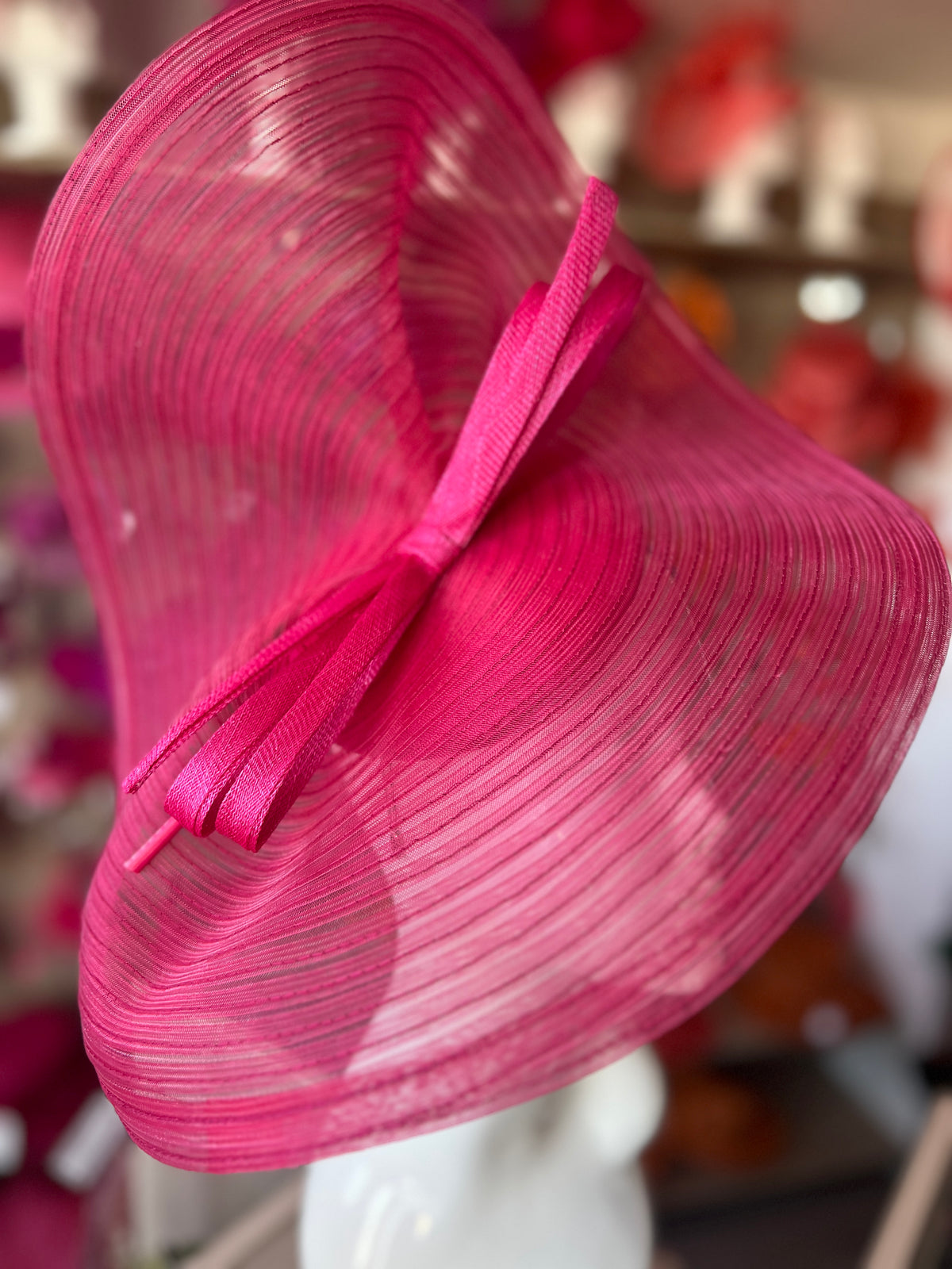 Raspberry Crinoline Hatinator with Bow-Fascinators Direct