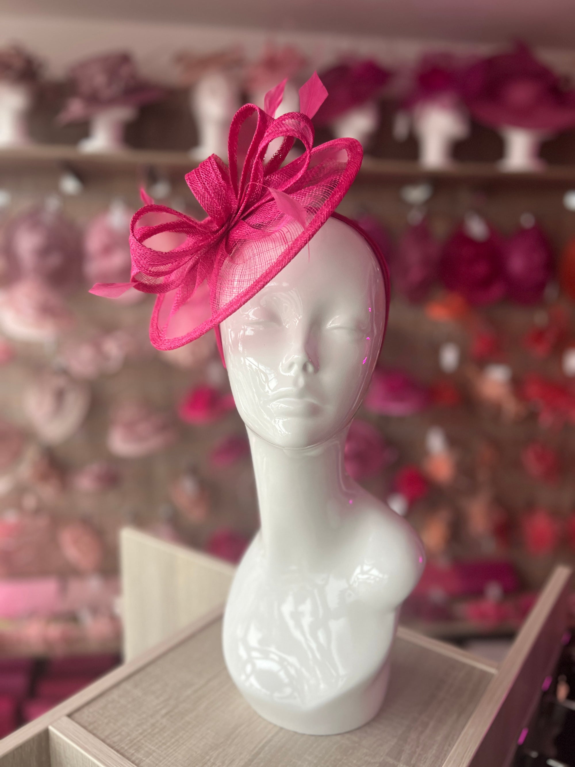 Raspberry Curved Disc Fascinator-Fascinators Direct