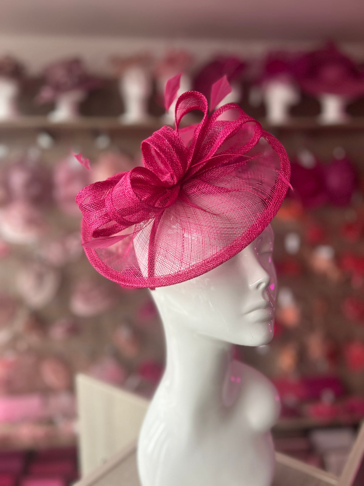 Raspberry Curved Disc Fascinator-Fascinators Direct