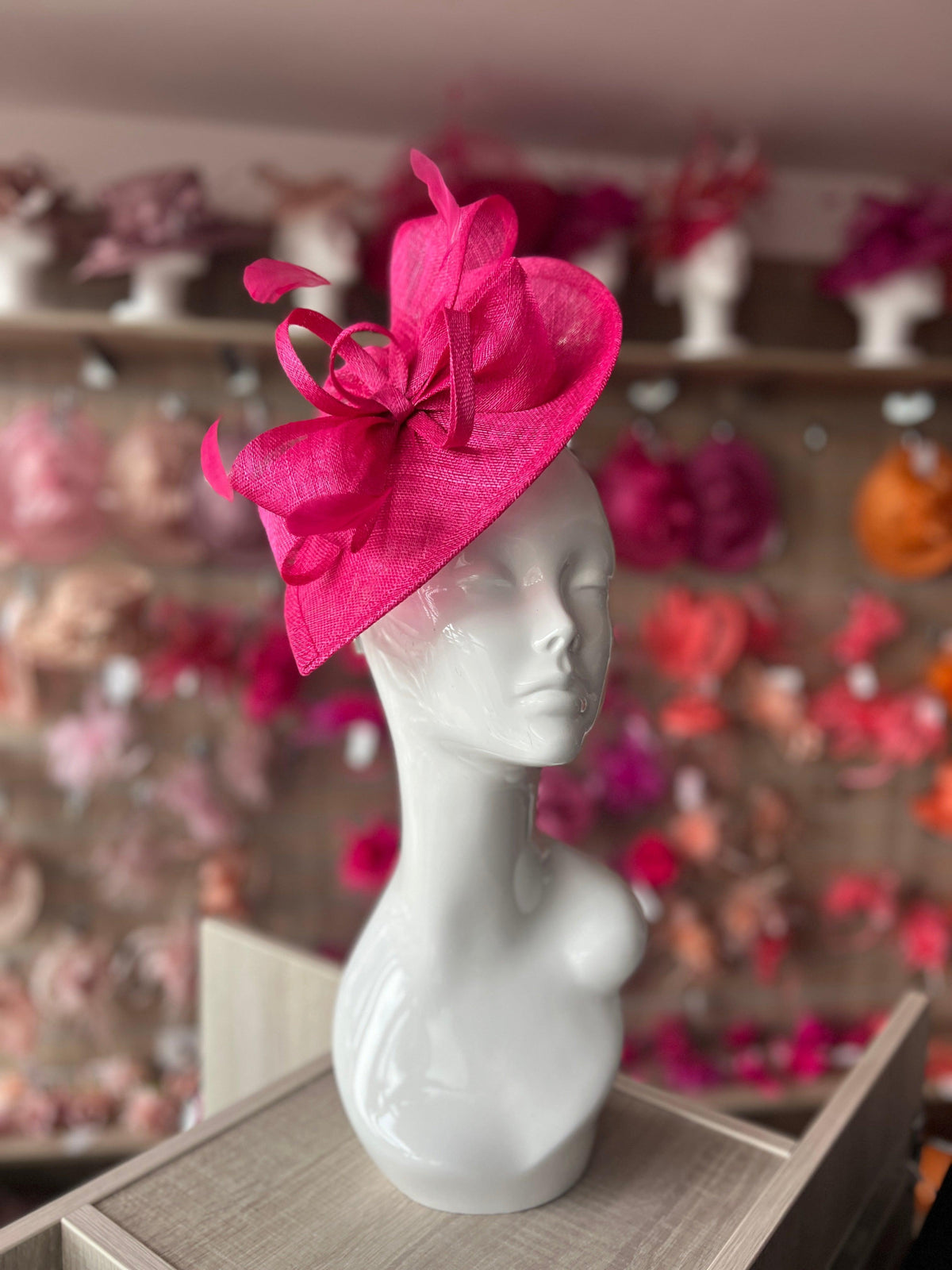 Raspberry Disc Fascinator with Decorative Bow-Fascinators Direct