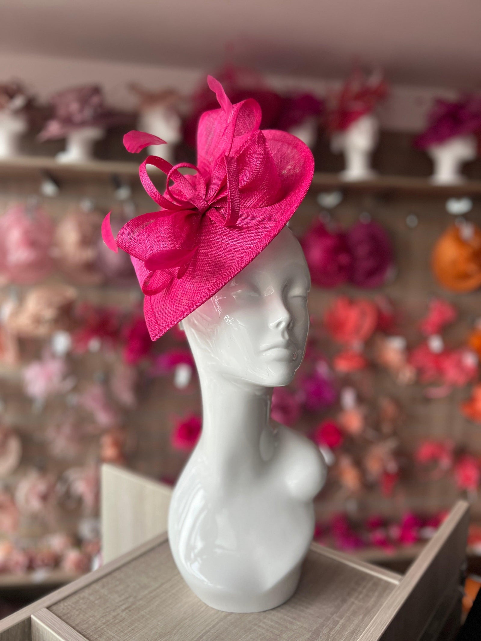 Raspberry Disc Fascinator with Decorative Bow-Fascinators Direct