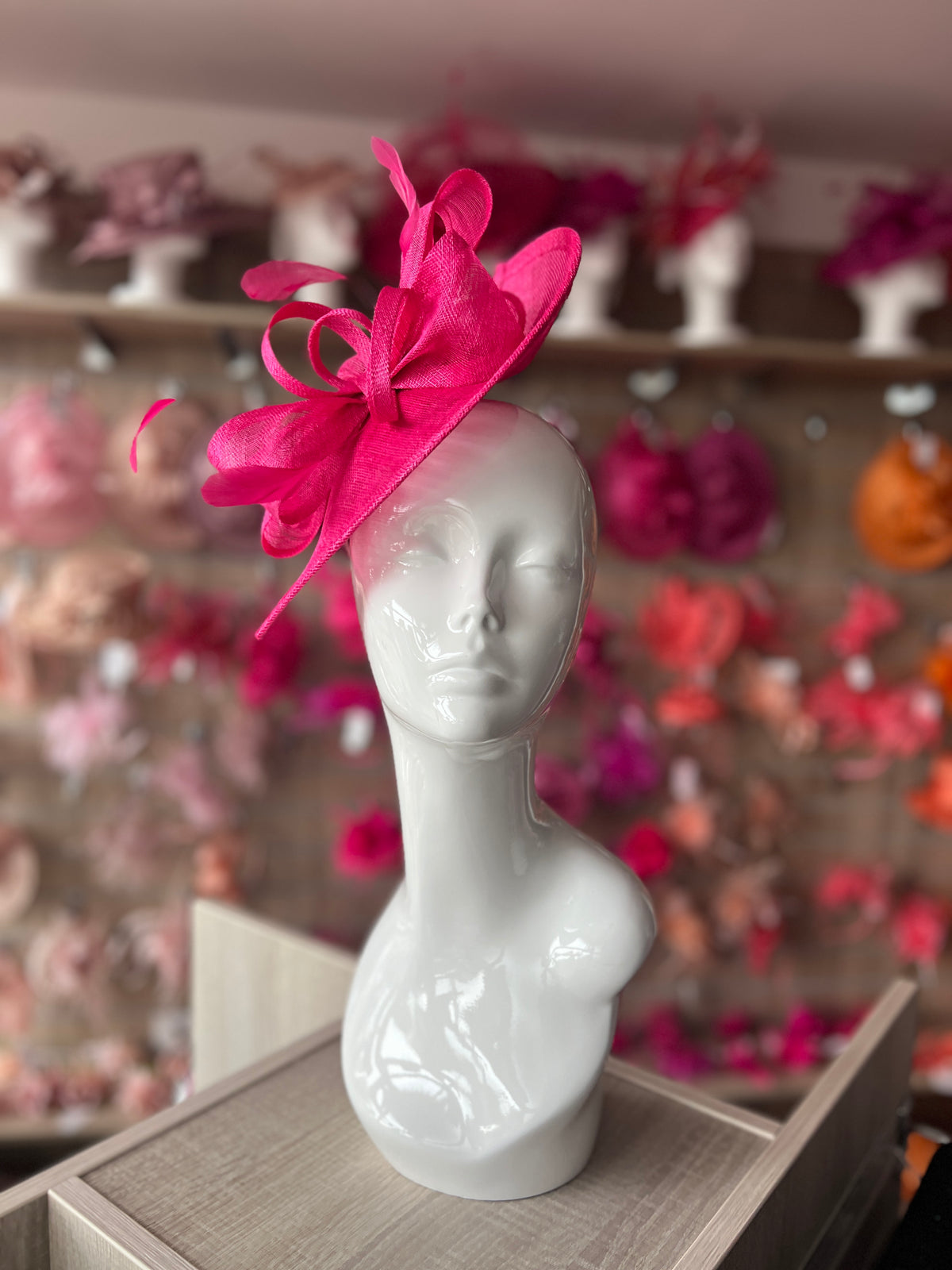 Raspberry Disc Fascinator with Decorative Bow-Fascinators Direct