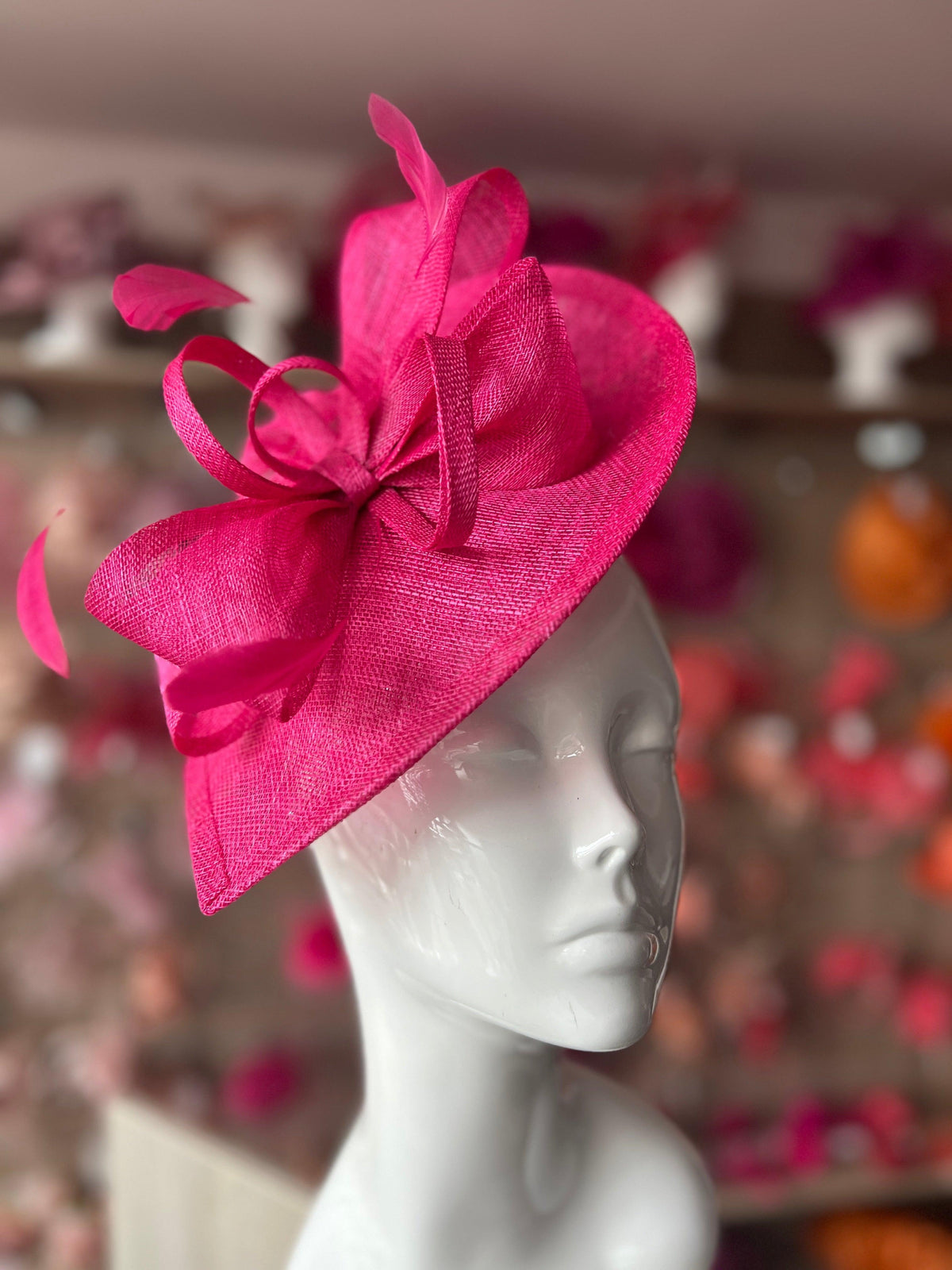 Raspberry Disc Fascinator with Decorative Bow-Fascinators Direct