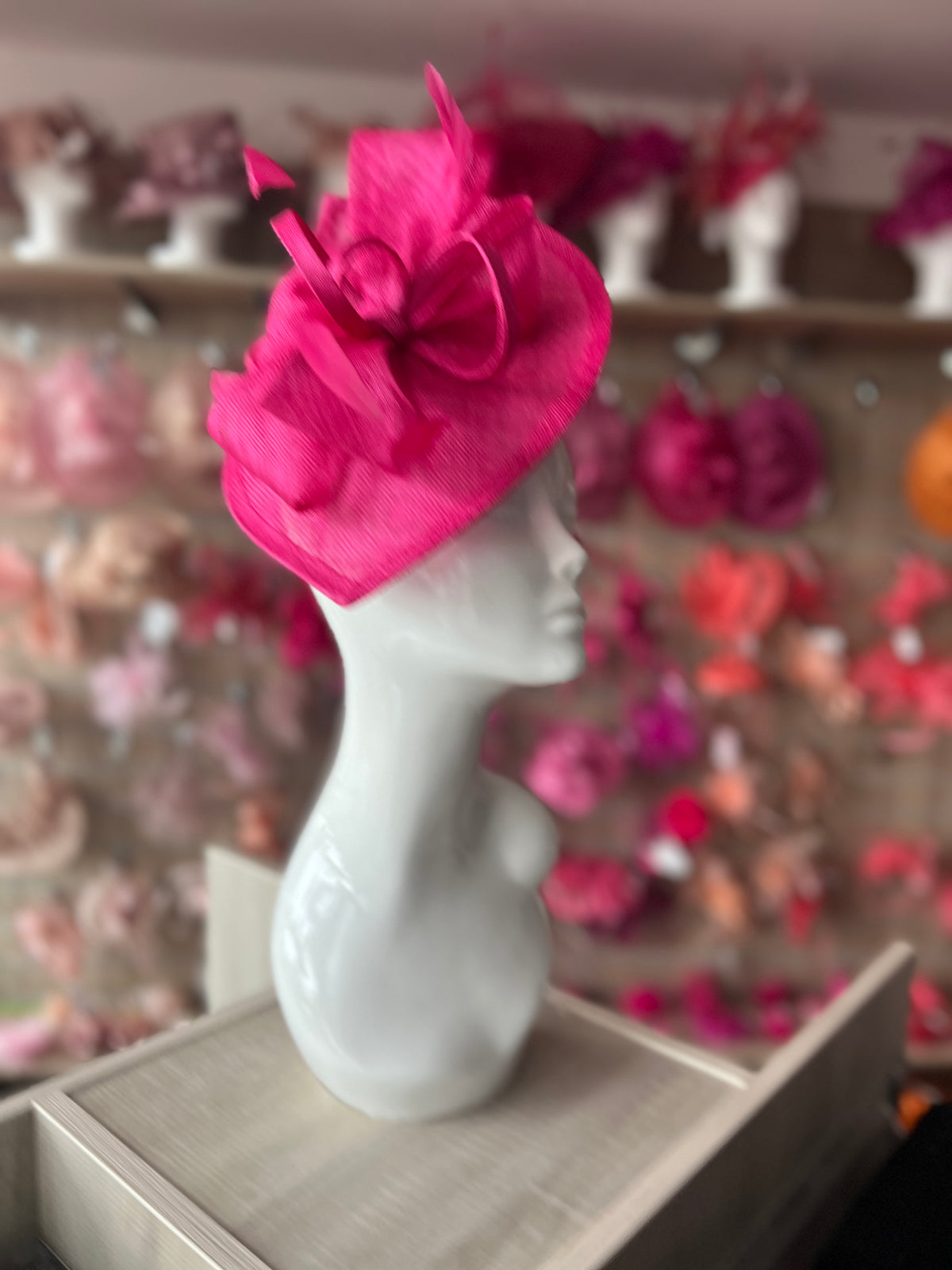 Raspberry Disc Fascinator with Decorative Bow-Fascinators Direct