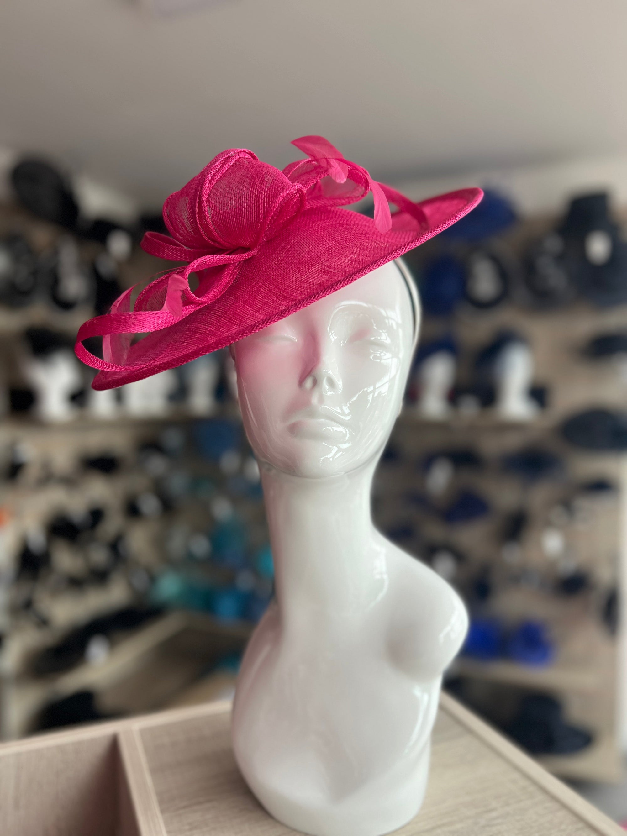 Raspberry Teardrop Disc Fascinator-Fascinators Direct