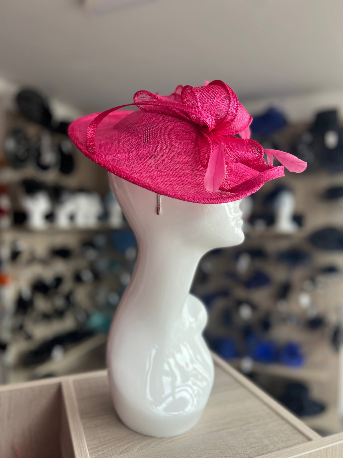 Raspberry Teardrop Disc Fascinator-Fascinators Direct