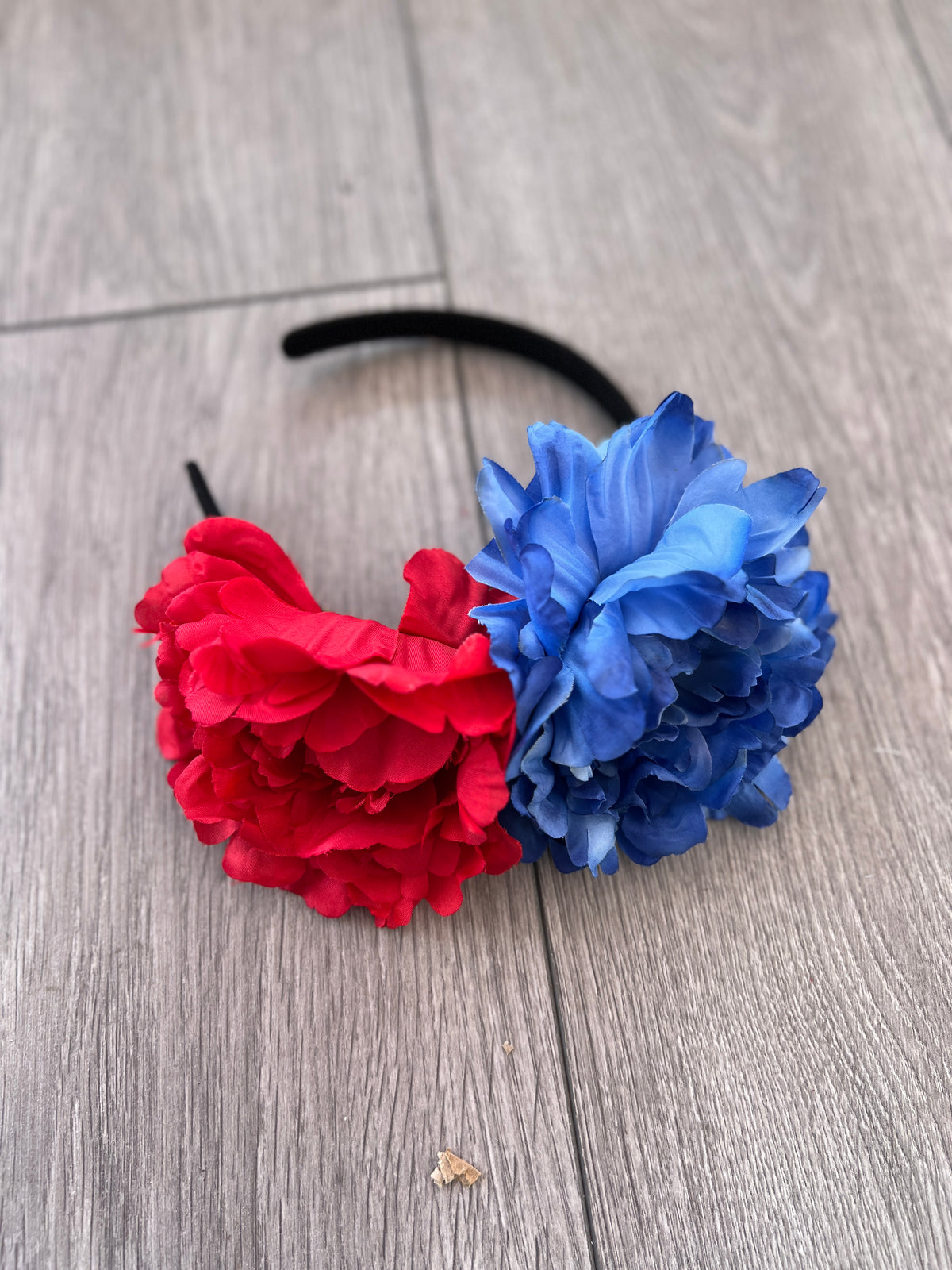 Red &amp; Blue Double Peony Flower Headband-Fascinators Direct
