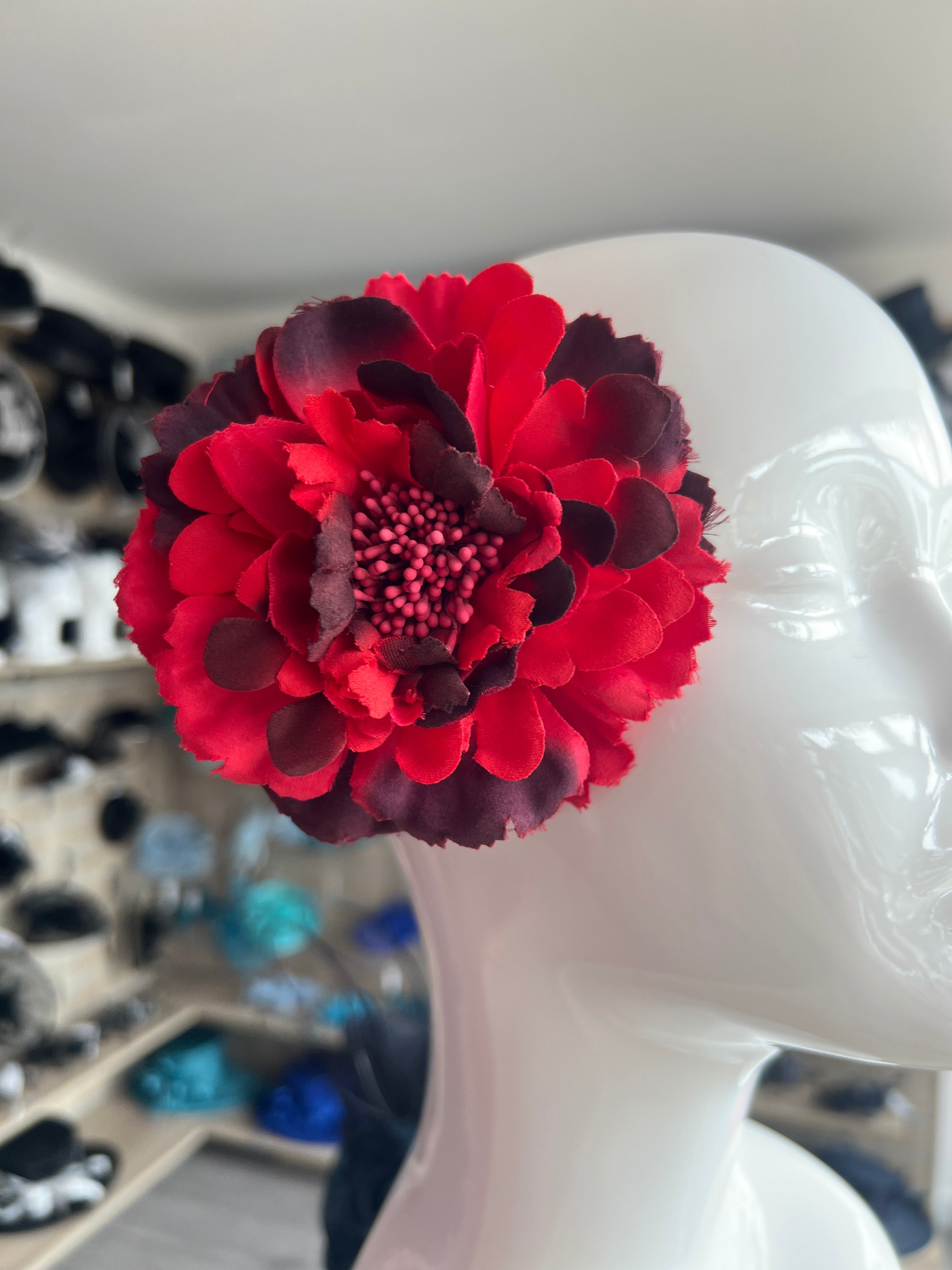 Red Burgundy Hair Flower Fascinator Clip Flowers for Hair