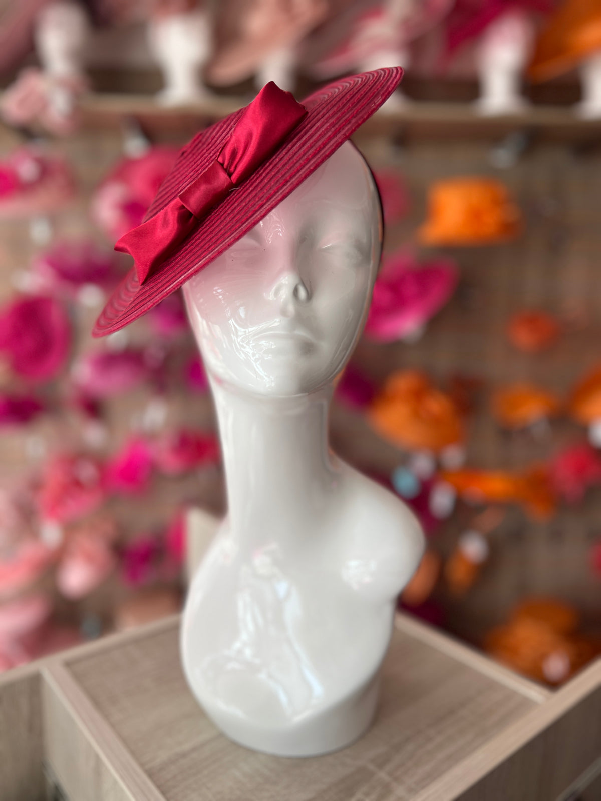 Burgundy Crinoline Saucer Fascinator With Bow