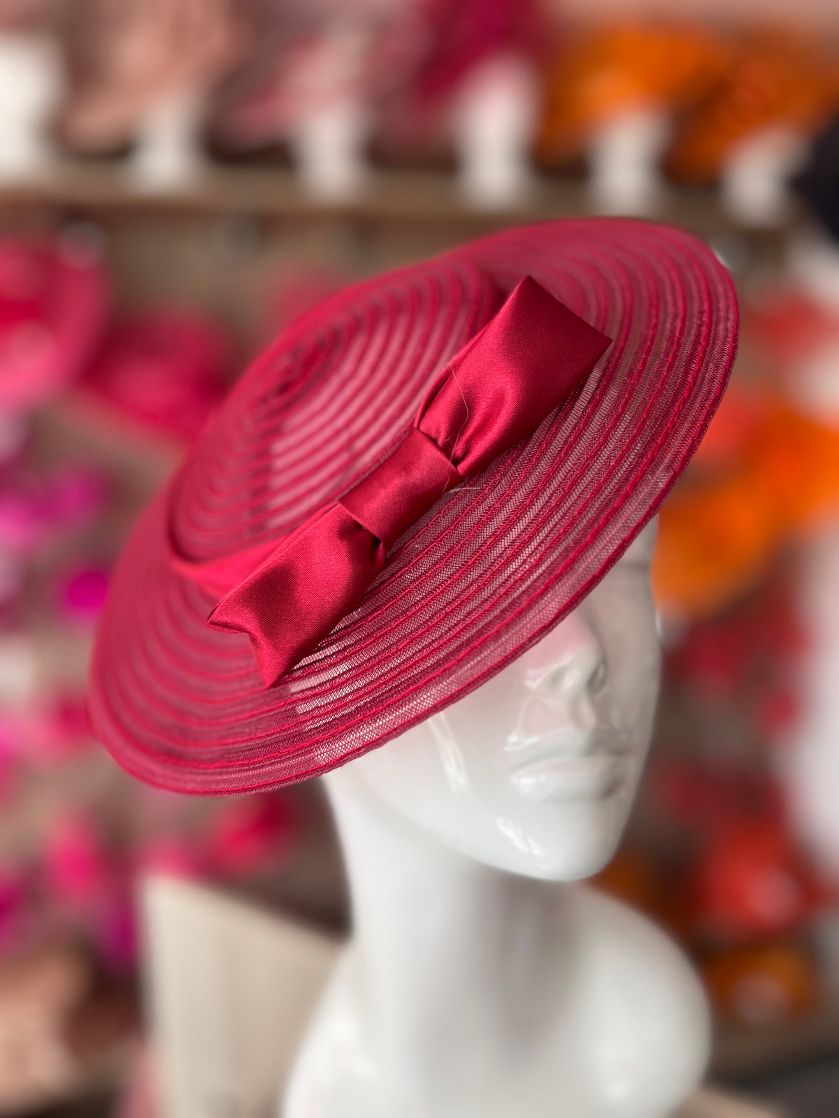 Burgundy Crinoline Saucer Fascinator With Bow