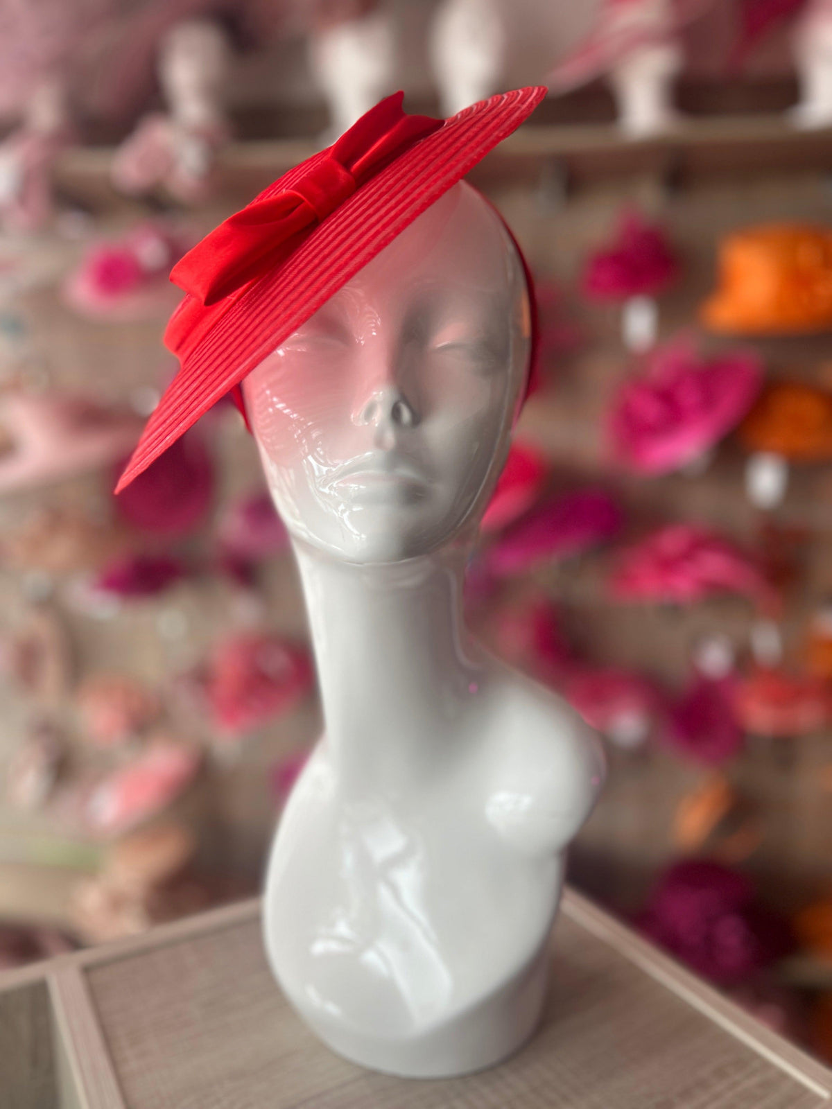 Red Crinoline Saucer Fascinator With Bow-Fascinators Direct