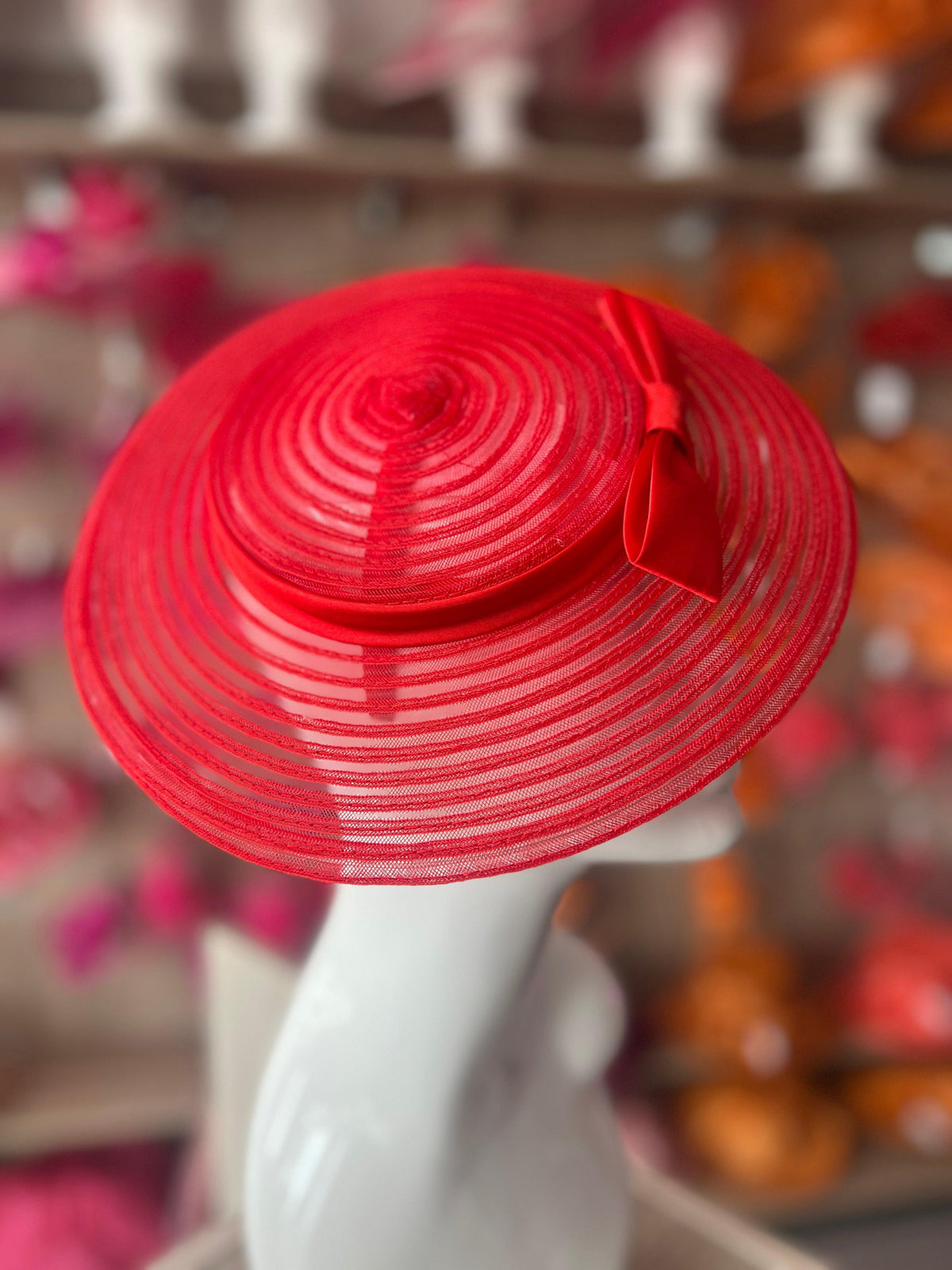 Red Crinoline Saucer Fascinator With Bow-Fascinators Direct