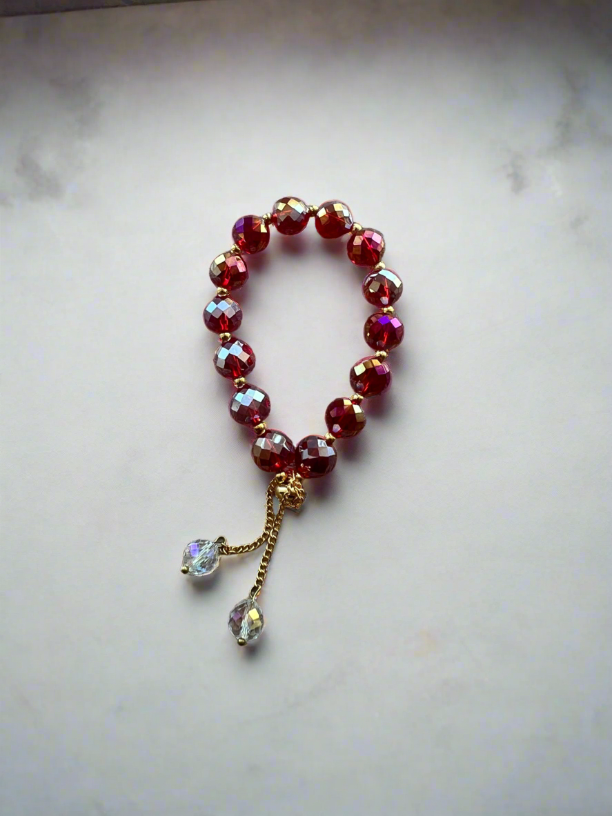 Red Crystal Bead Bracelet-Fascinators Direct