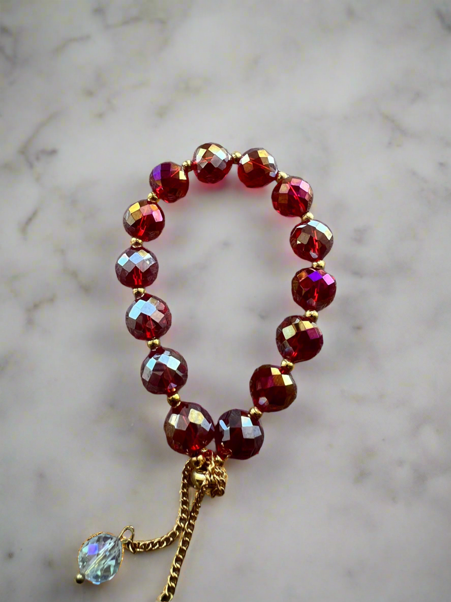 Red Crystal Bead Bracelet-Fascinators Direct
