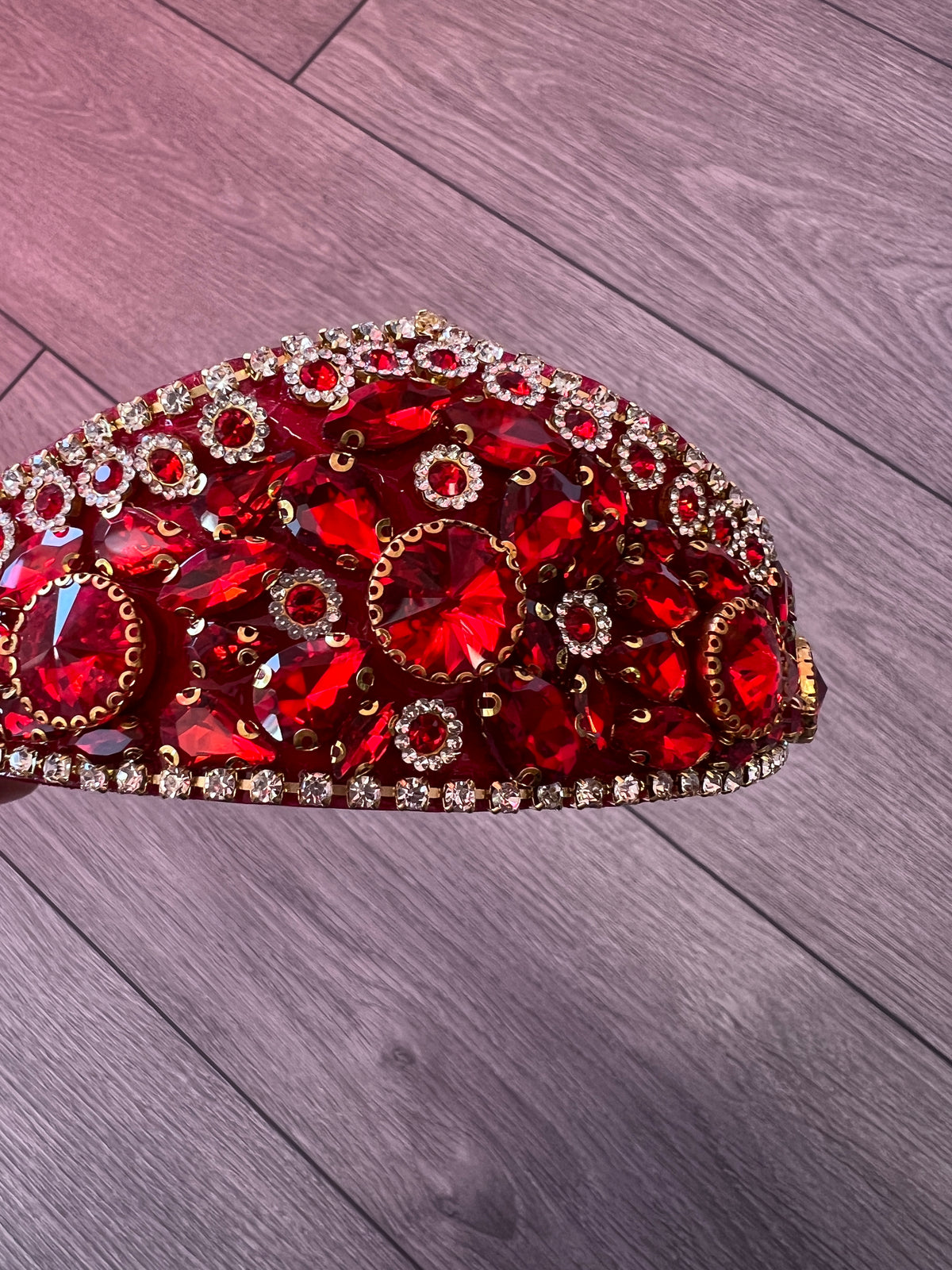 Red Crystal Gem Crown Style Headband Fascinator-Fascinators Direct