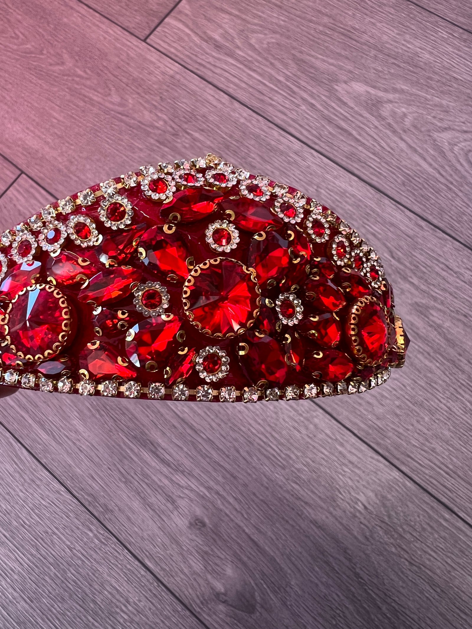 Red Crystal Gem Crown Style Headband Fascinator-Fascinators Direct