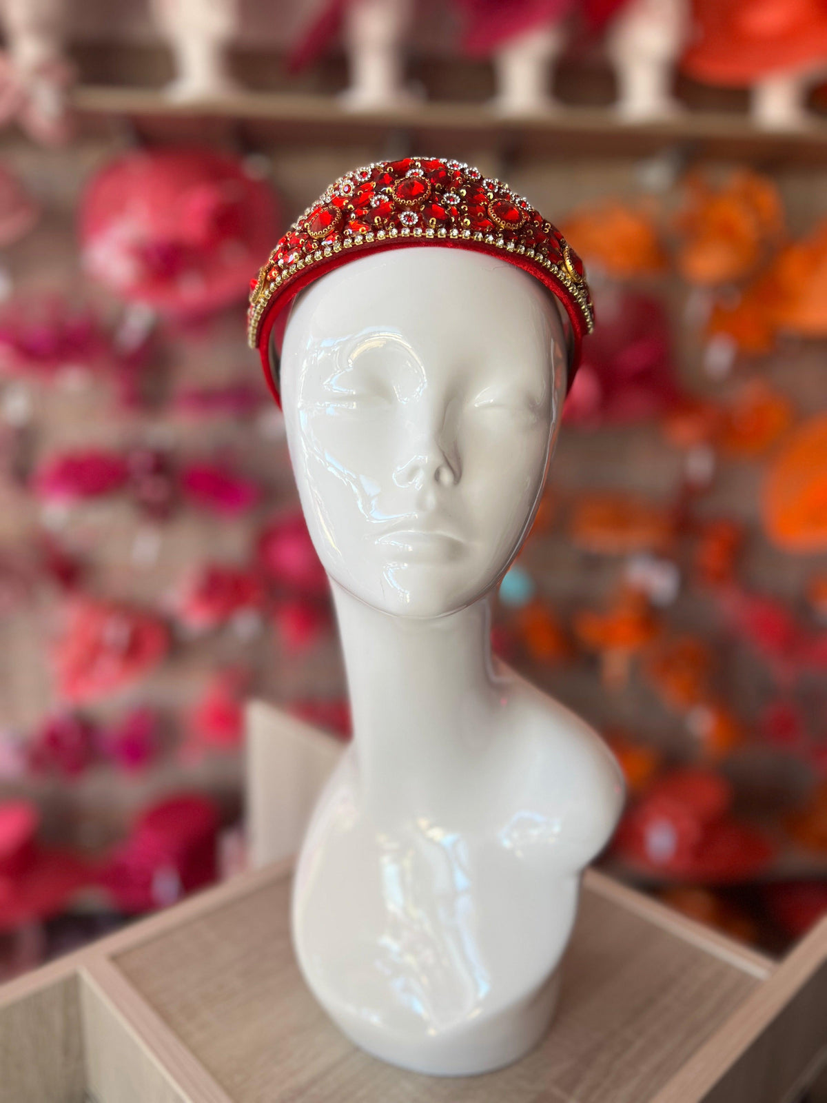 Red Crystal Gem Crown Style Headband Fascinator-Fascinators Direct