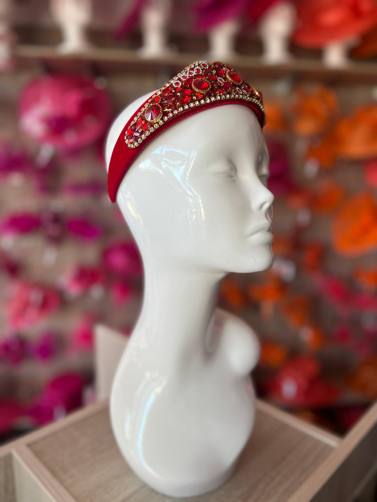 Red Crystal Gem Crown Style Headband Fascinator-Fascinators Direct