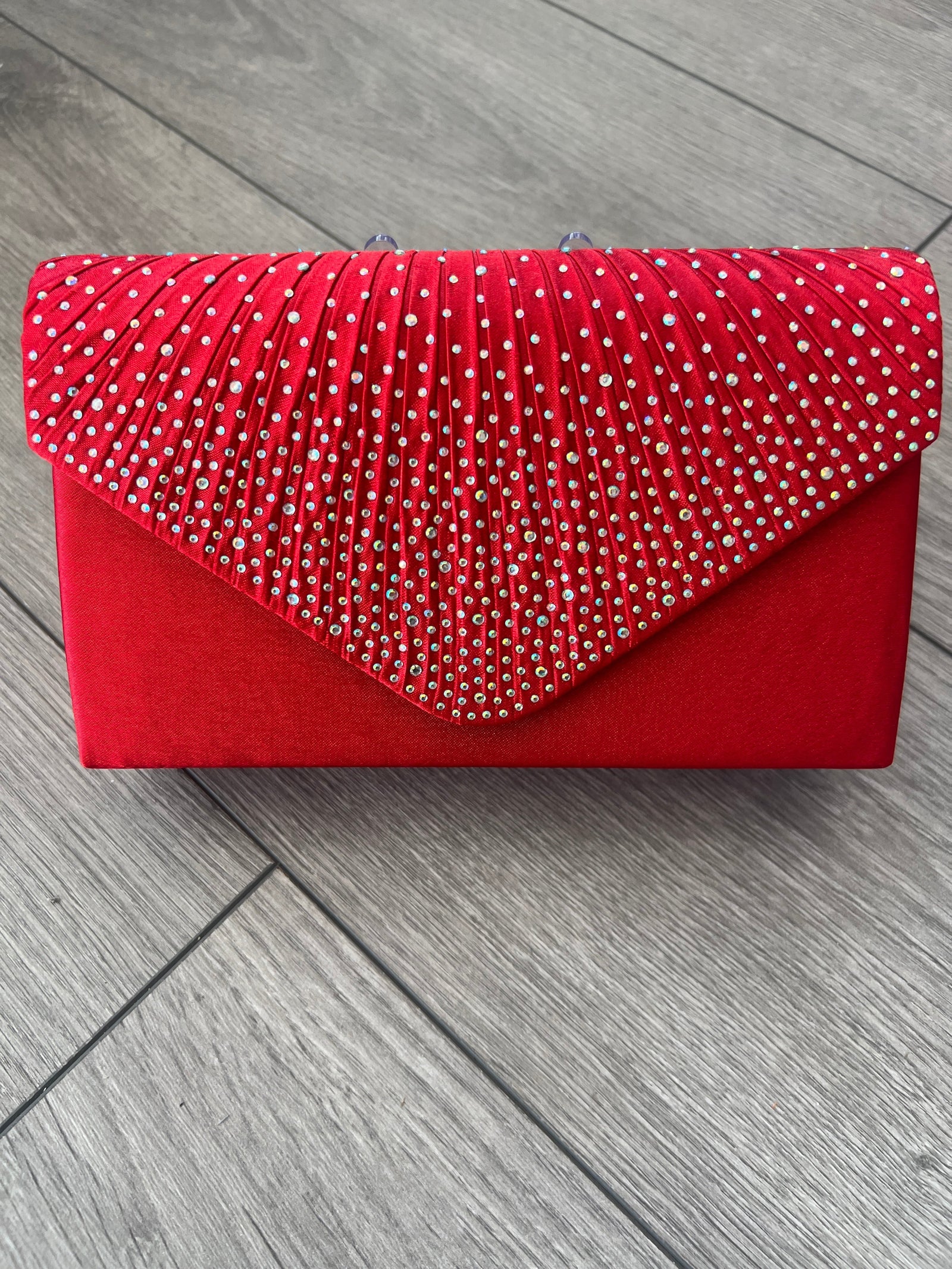 Red Envelope Clutch Bag with Rhinestones-Fascinators Direct