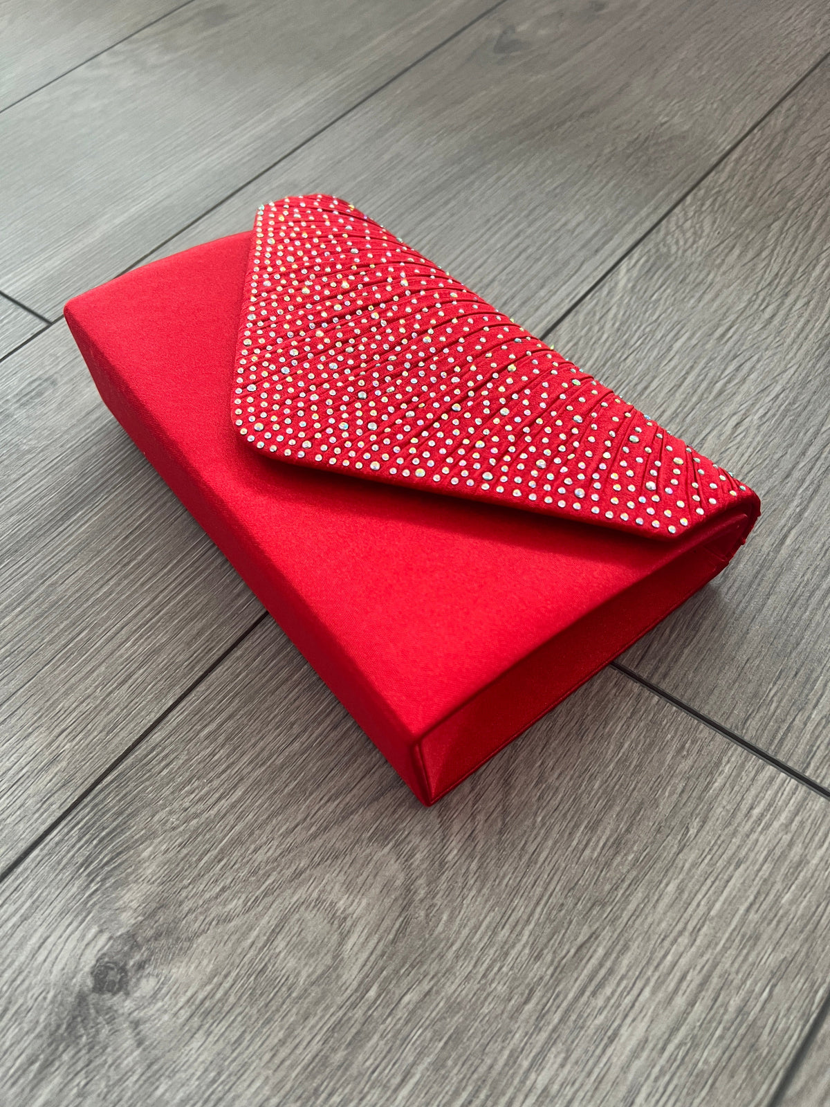 Red Envelope Clutch Bag with Rhinestones-Fascinators Direct