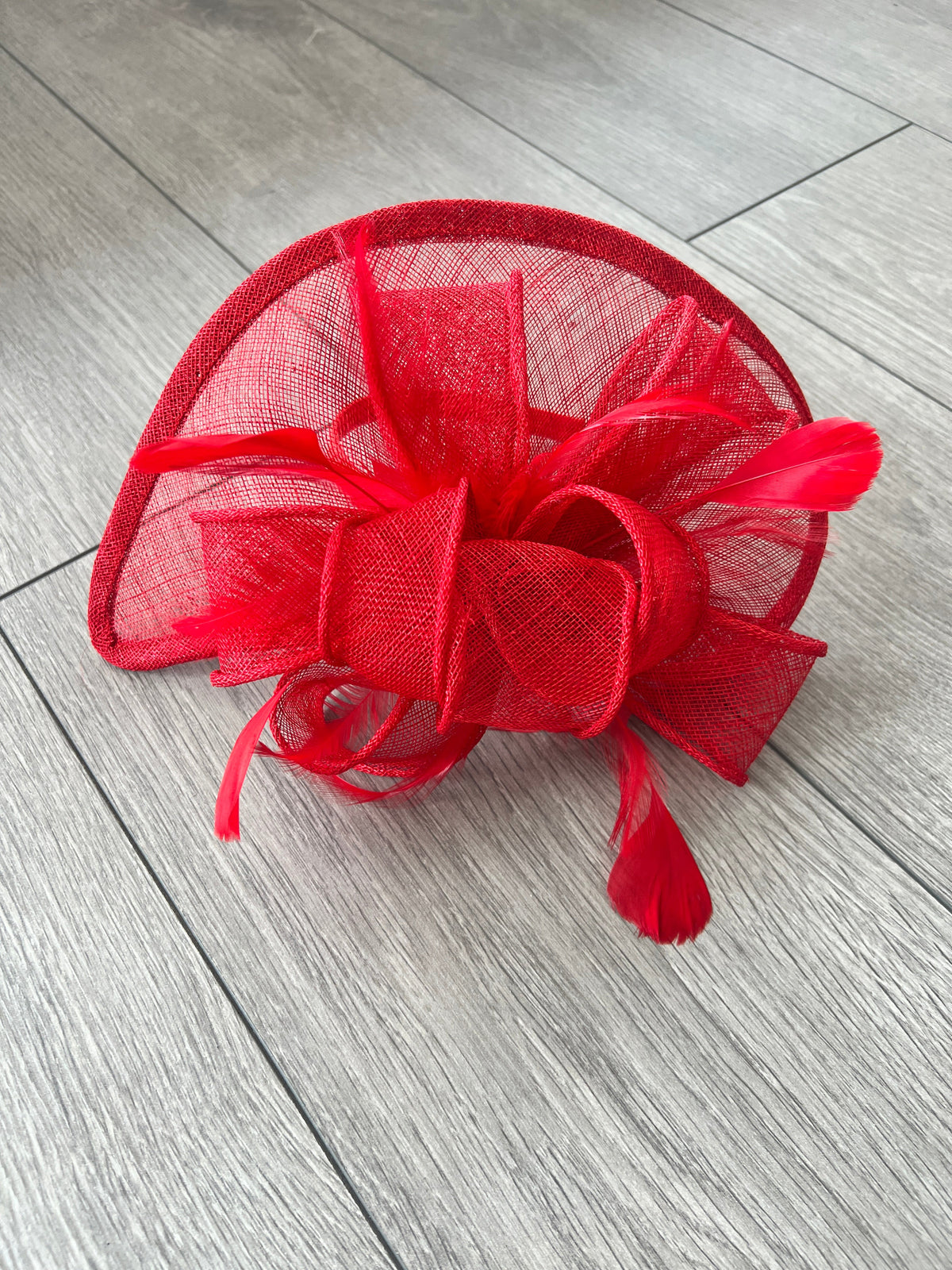Red Fascinator with Ruched Sinamay &amp; Loops-Fascinators Direct