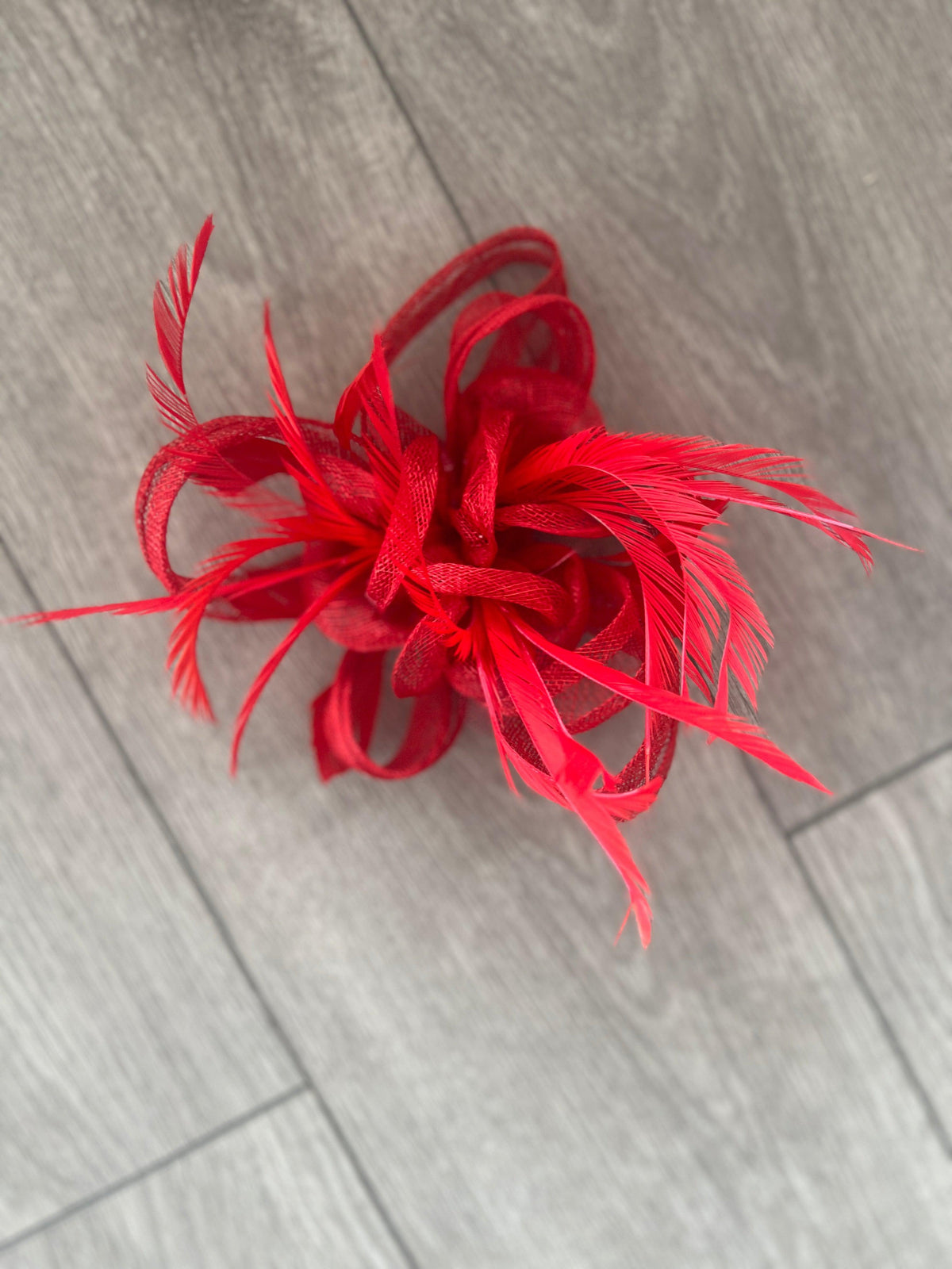 Red Flower Fascinator with Loops &amp; Feathers-Fascinators Direct