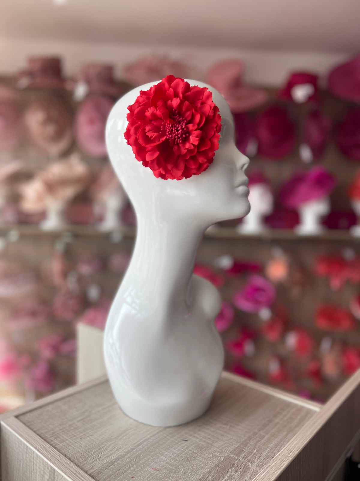 Red Hair Flower Fascinator Clip-Fascinators Direct