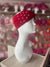 Red Knitted Headband Ear Warmer With Assorted Pearls-Fascinators Direct