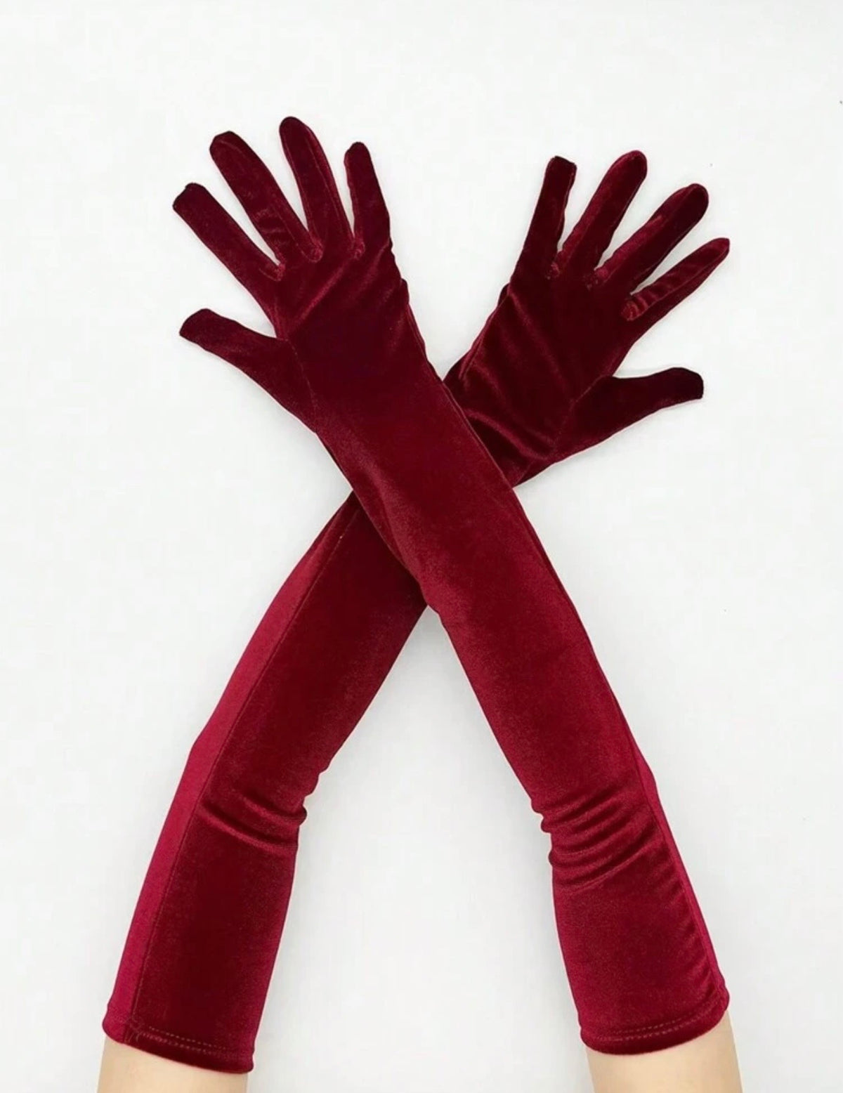 Red Long Velvet Gloves-Fascinators Direct