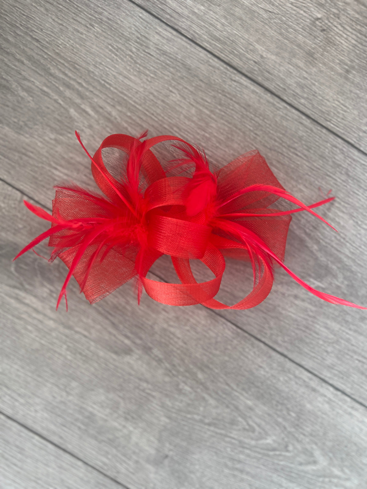 Red Loop Bow Fascinator With Feathers-Fascinators Direct