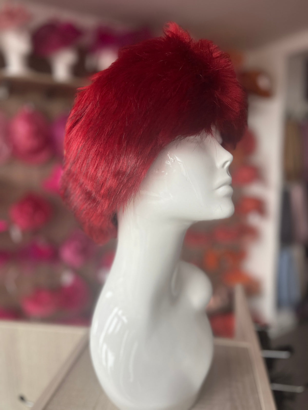 Red Luxury Fur Headband-Fascinators Direct